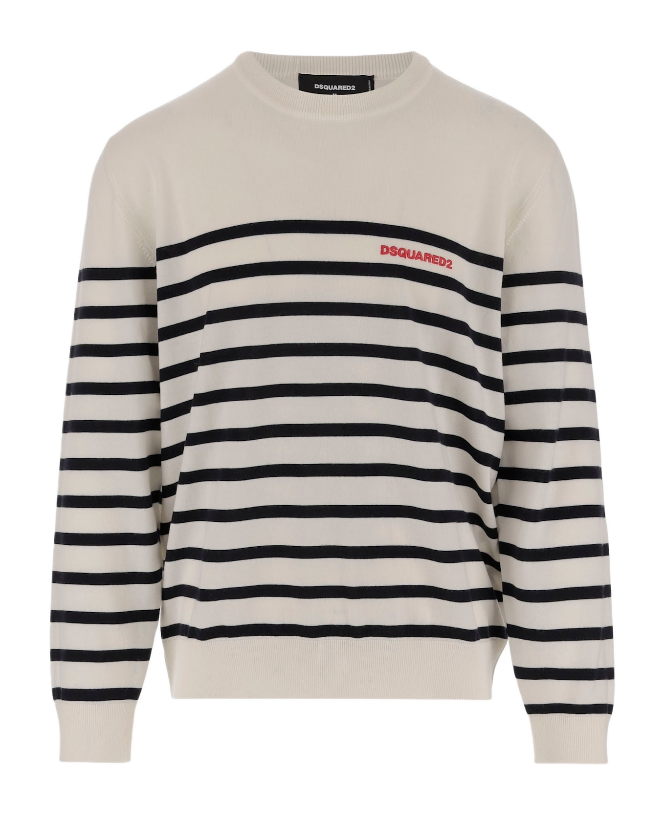 Dsquared2 Wool Sweater With Striped Pattern - White