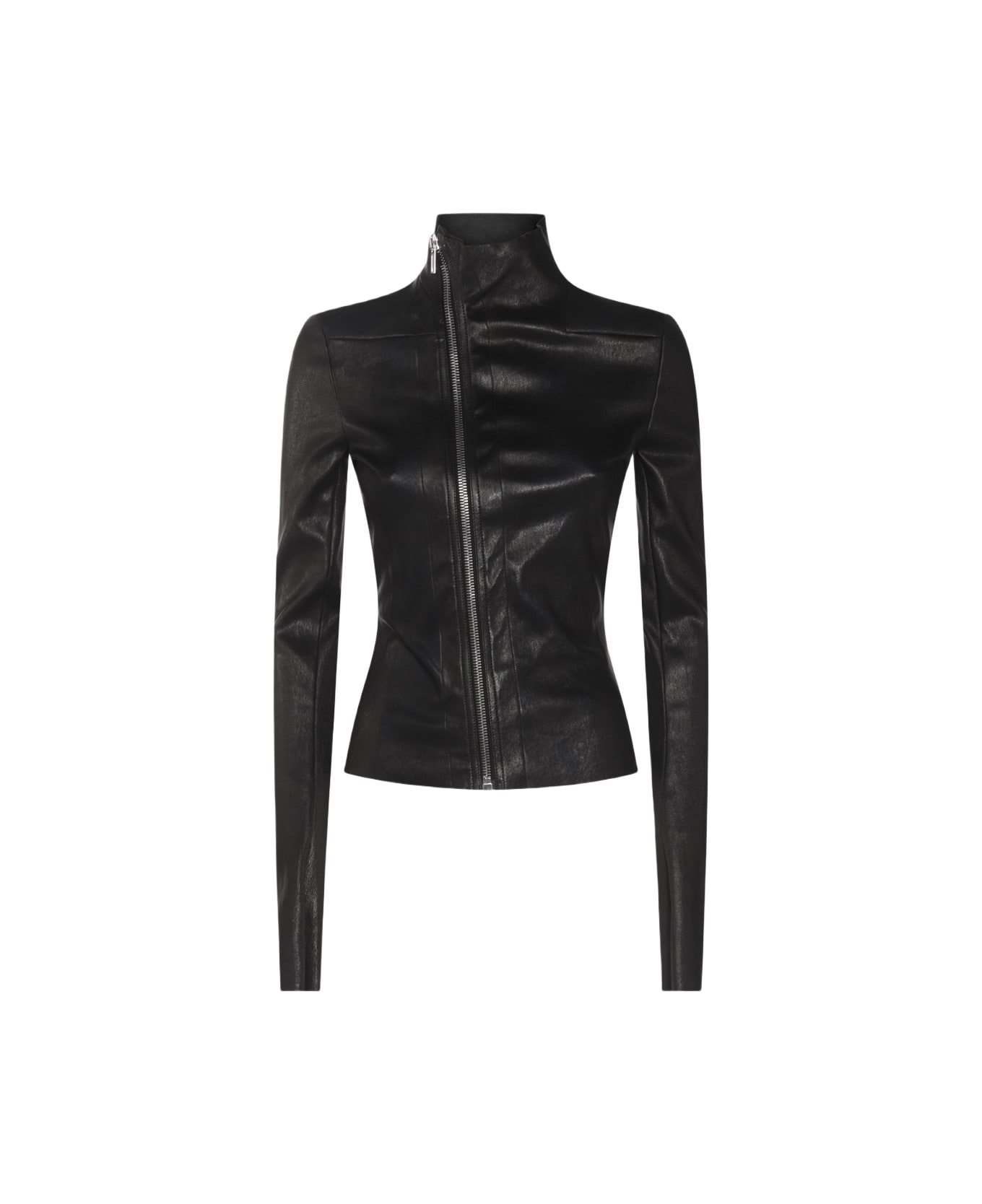 Rick Owens Black Leather Jacket - BLACK