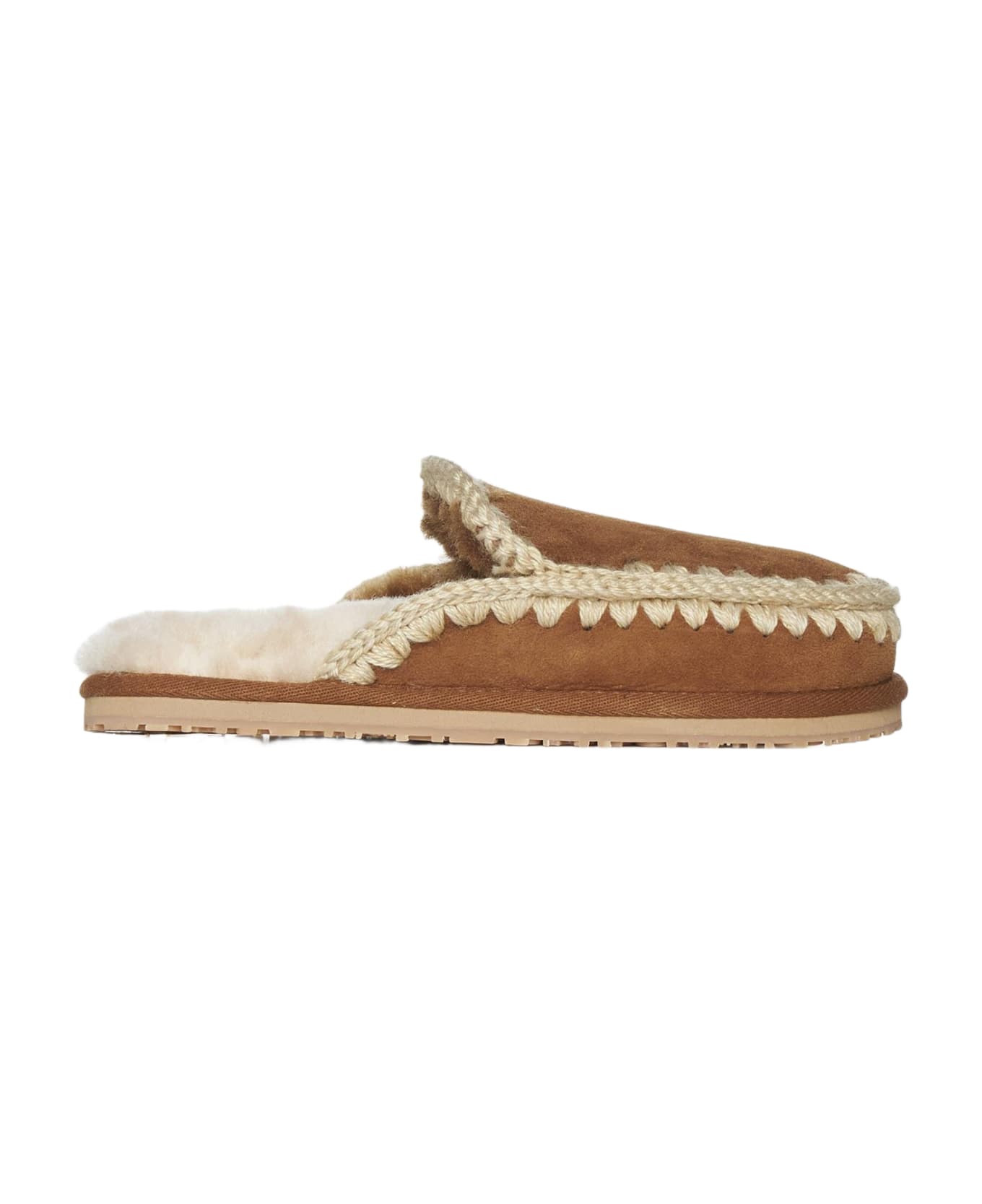 Mou Eskimo Suede And Shearling Slippers - Brandy