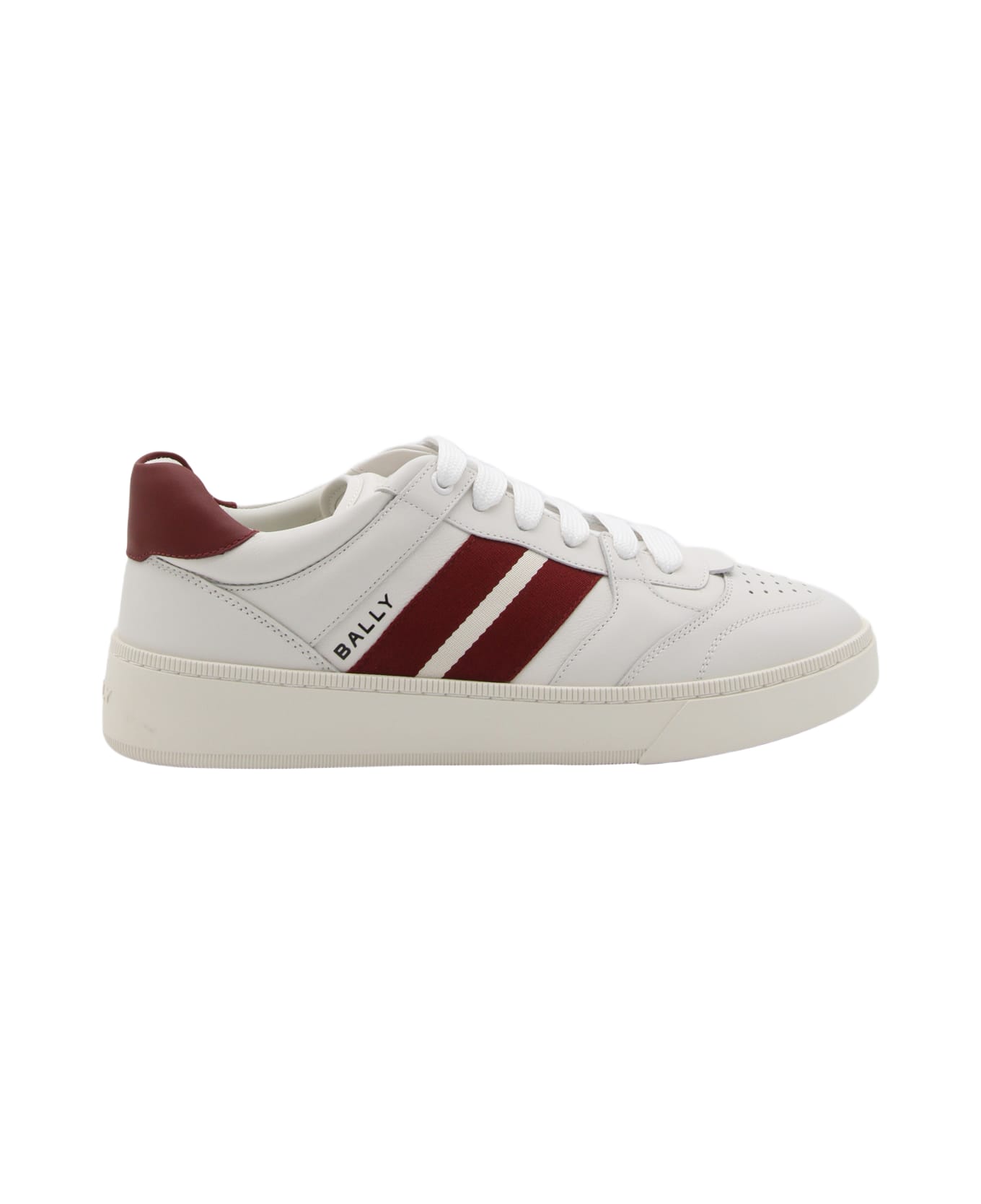 Bally White And Red Leather Sneakers - WHITE/BALLYRED