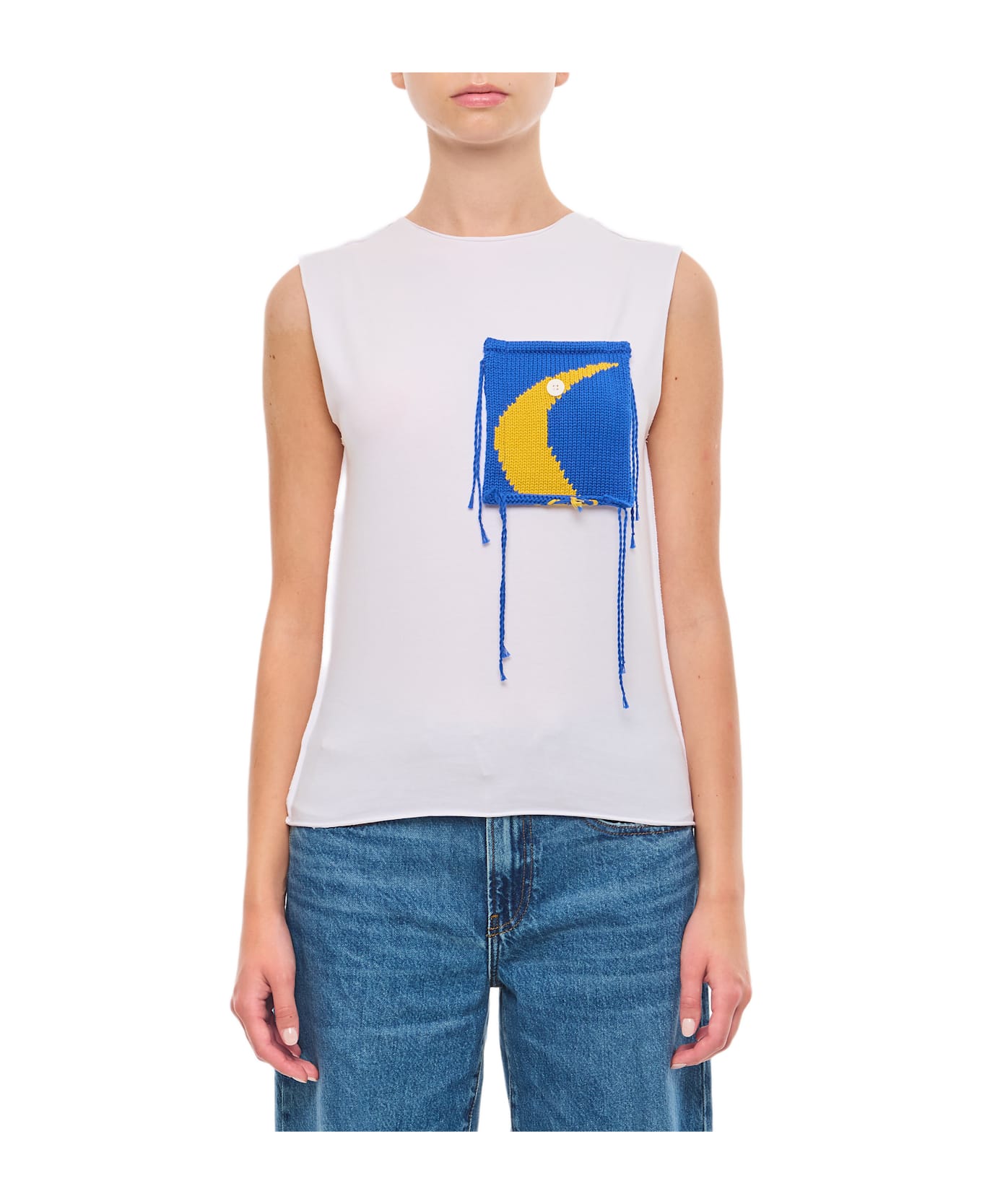 Charles Jeffrey Loverboy Tank Top With Knit Patch - White