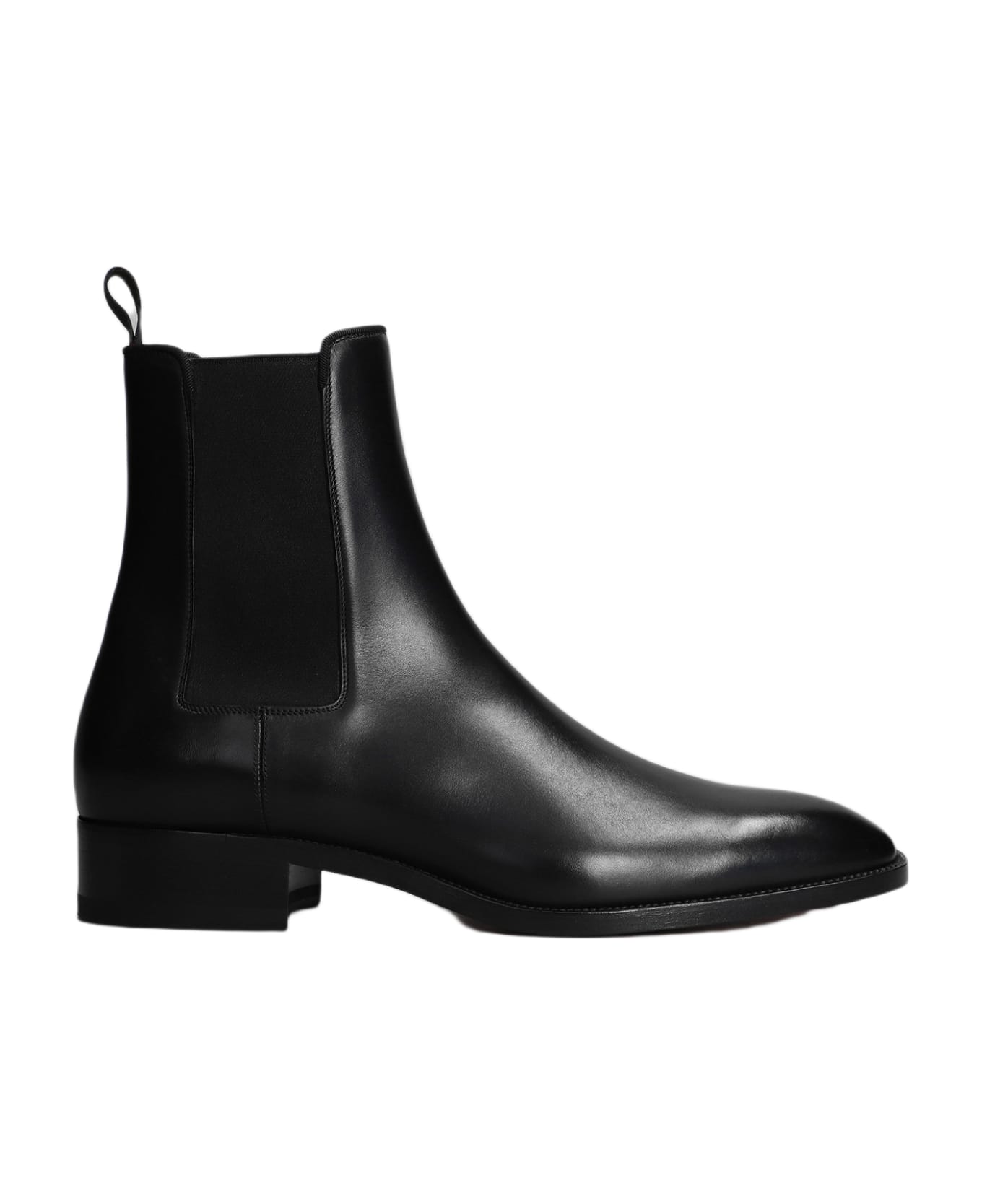 Christian Louboutin Samson Flat Ankle Boots In Black Leather - black
