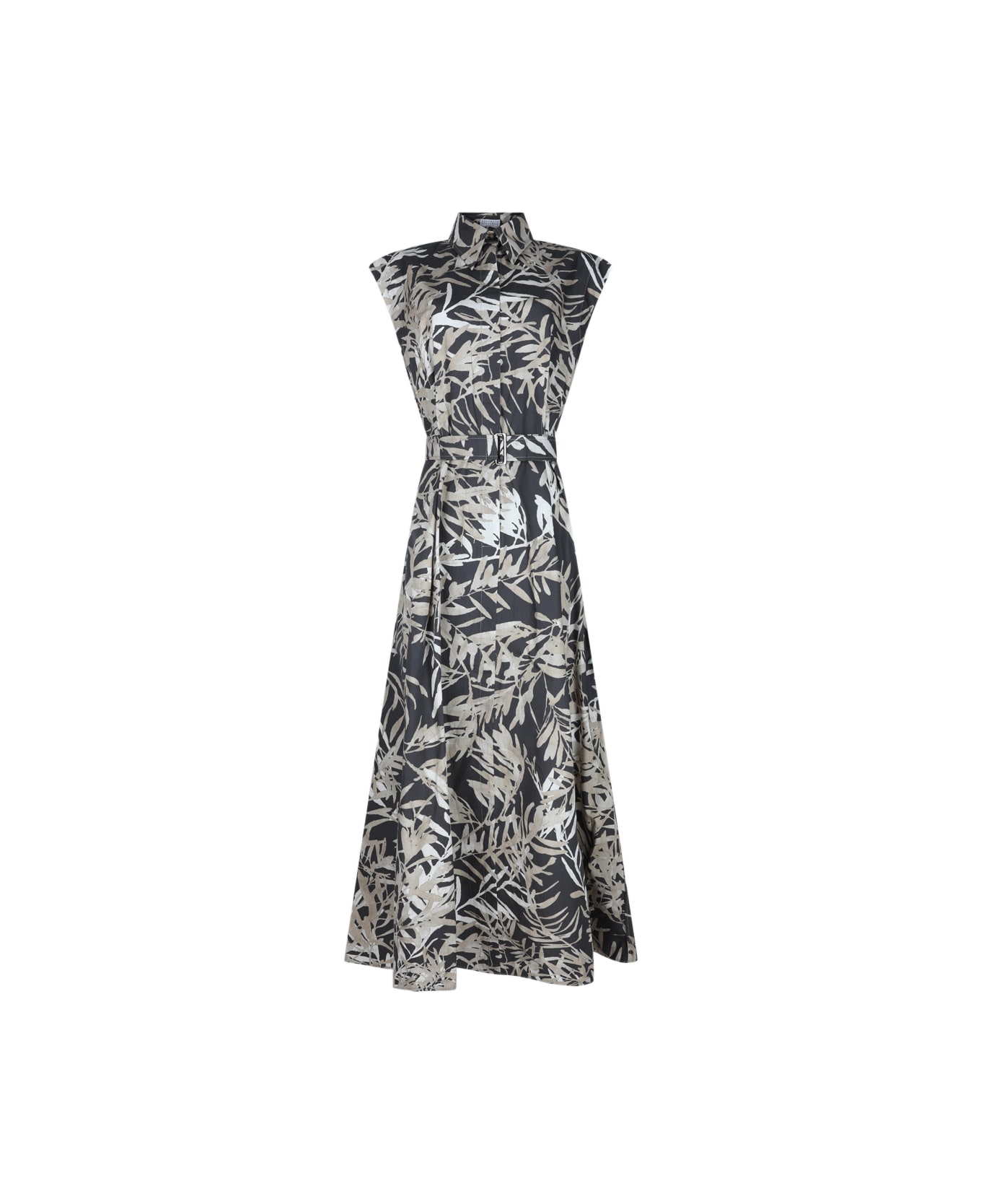 Brunello Cucinelli Multicolor Maxi Dress - CARBONE/BROWN ワンピース＆ドレス
