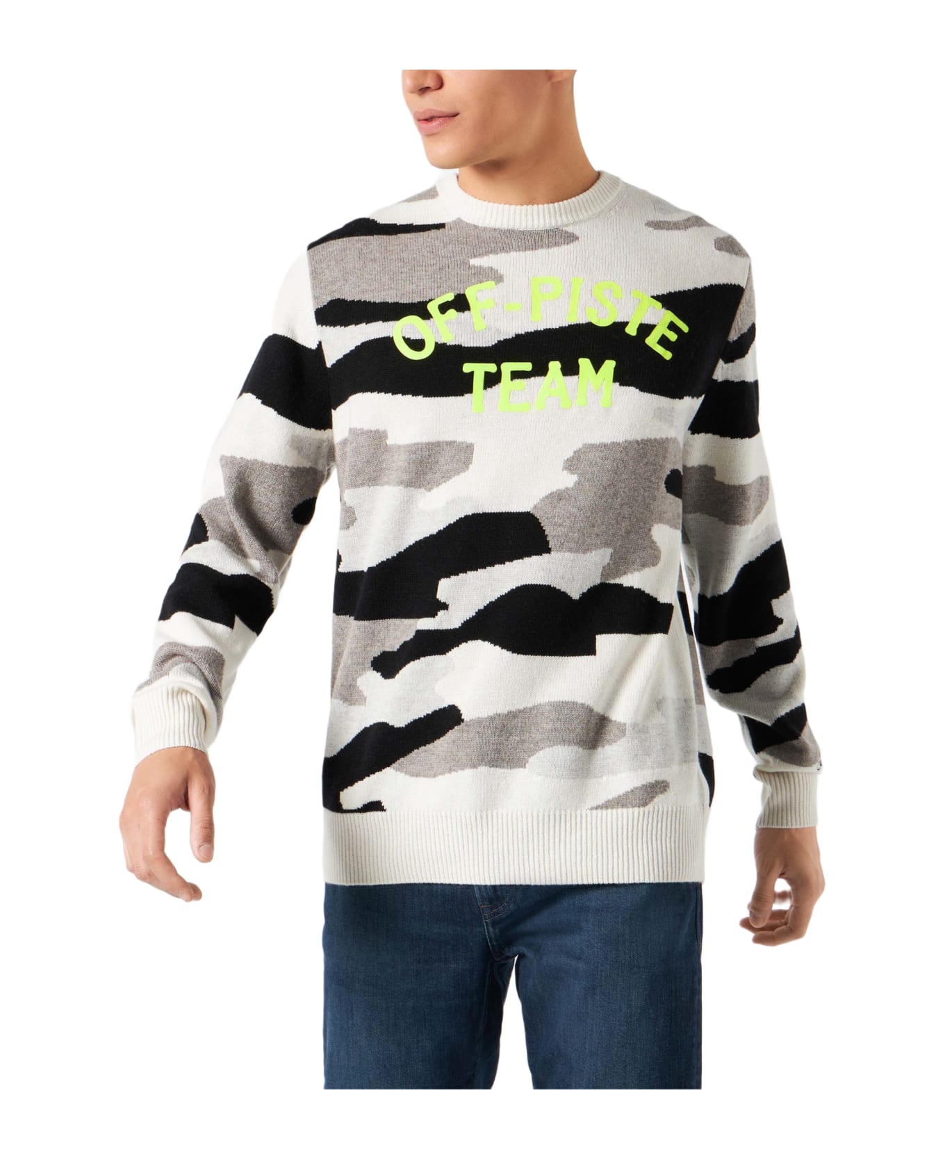 MC2 Saint Barth Man Sweater With Camouflage Off-piste Team Print - WHITE
