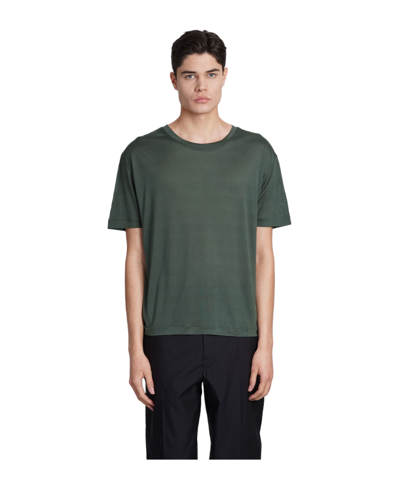 Lemaire T-shirt In Green Silk - green シャツ