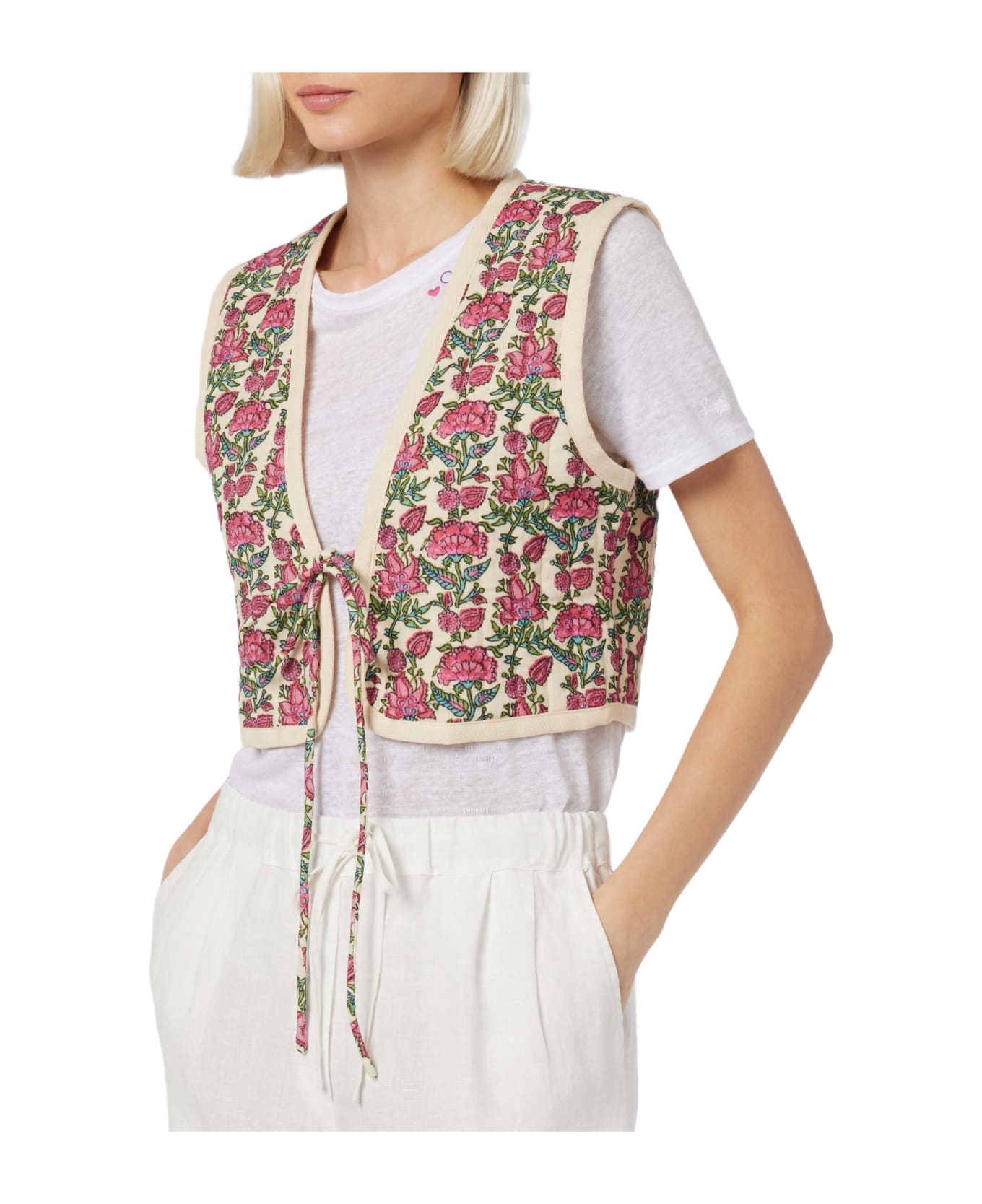 MC2 Saint Barth Woman Embroidered Padded Vest - WHITE
