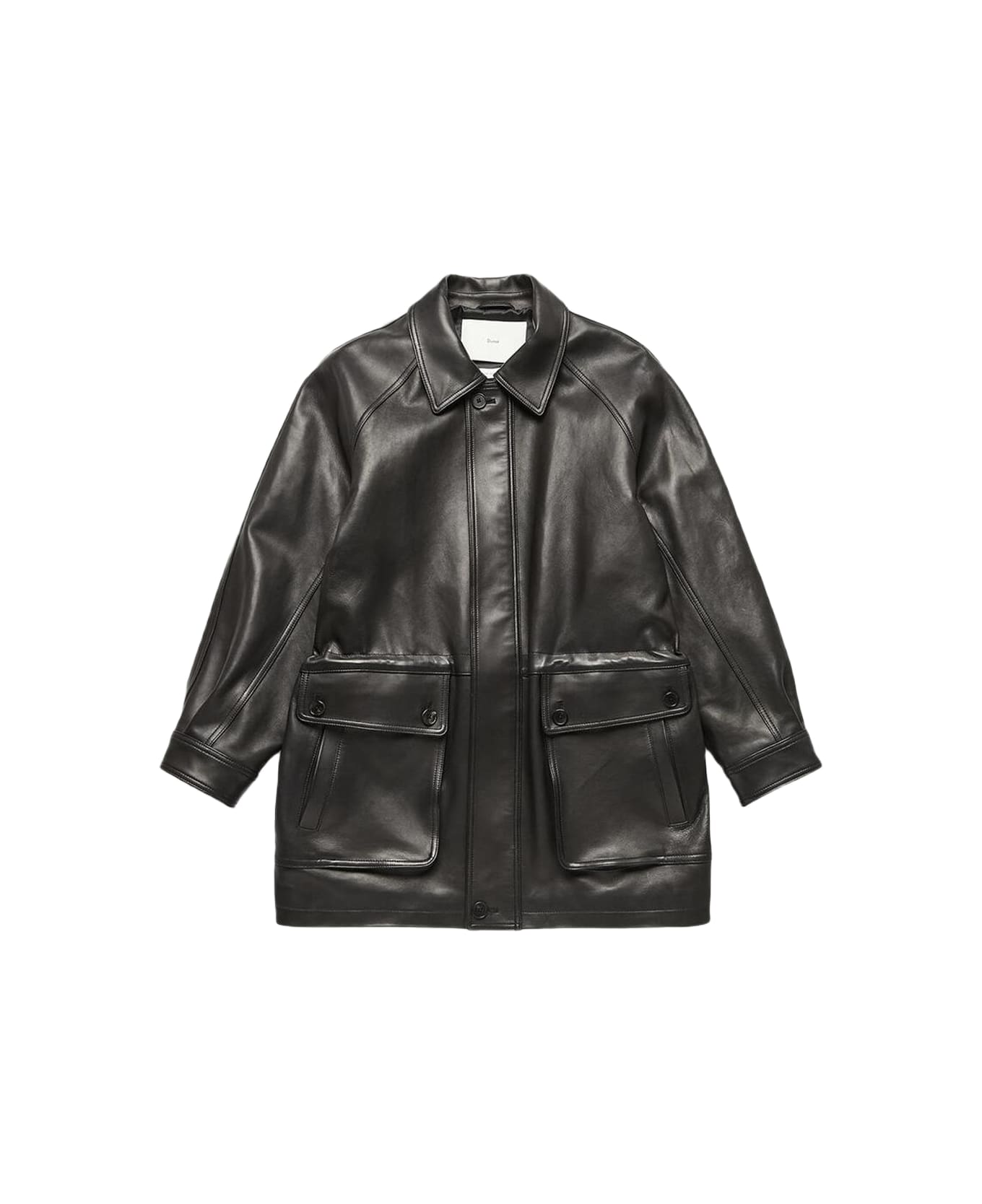 Dunst Unisex Oversized Leather Jacket Black leather oversized mid-coat - Unisex oversized leather jacket - Nero