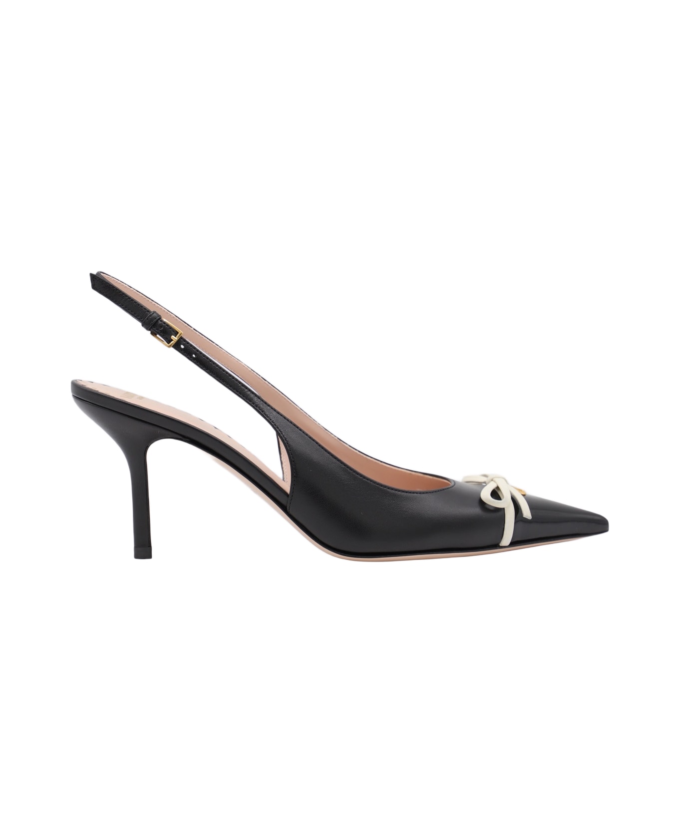 Valentino Garavani Black Leather Pumps - NERO/IVORY
