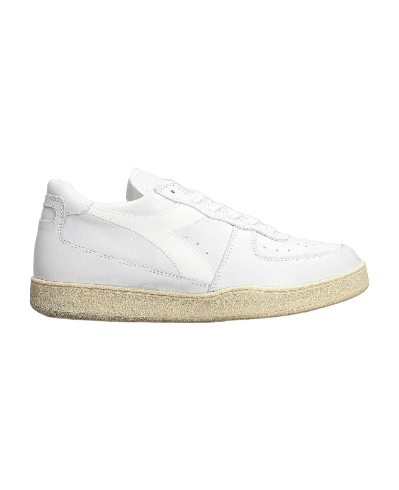 Diadora Mi Basket Sneakers In White Leather - Bianco