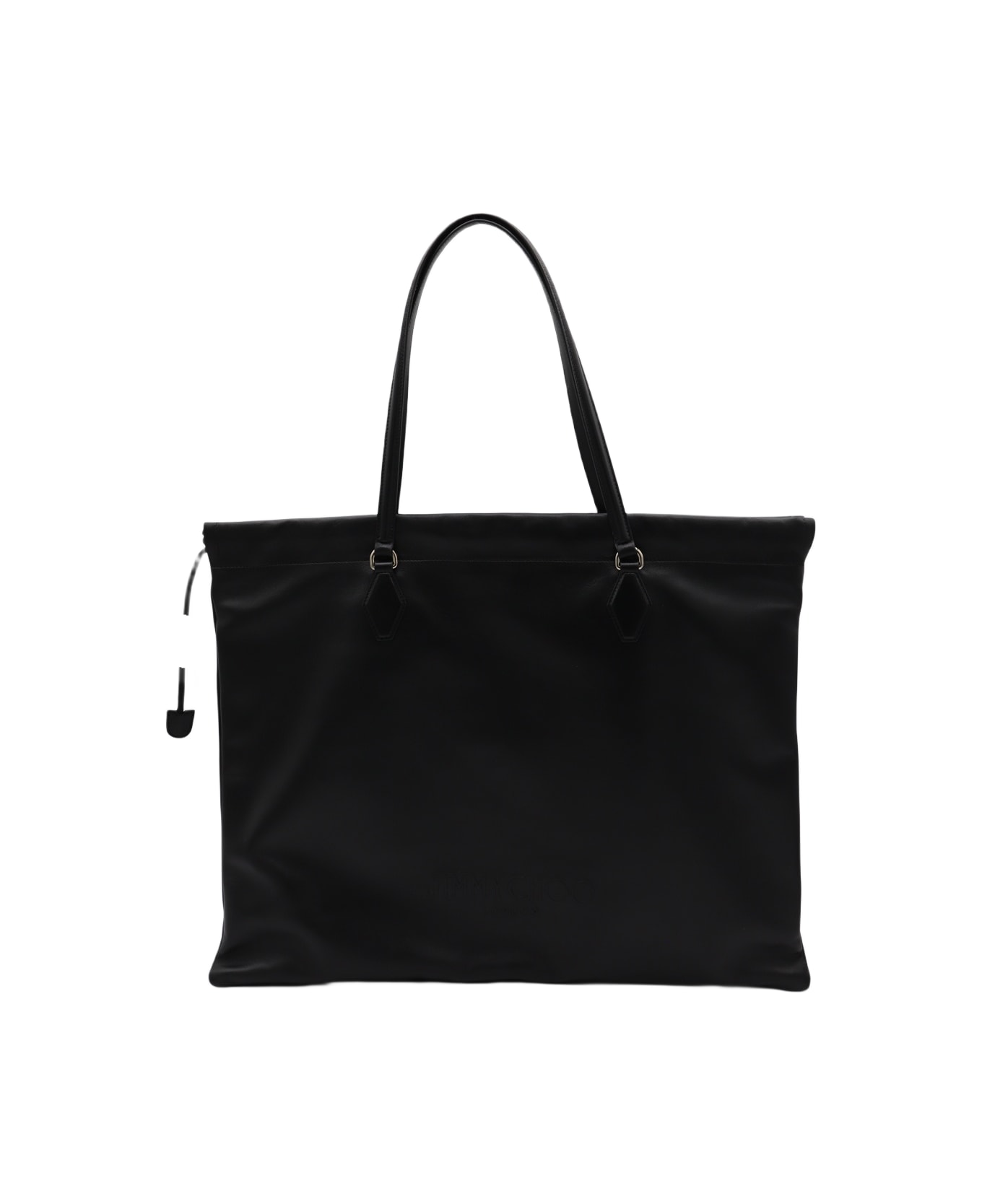 Jimmy Choo Black Drawstring Tote L - BLACK/LIGHT GOLD