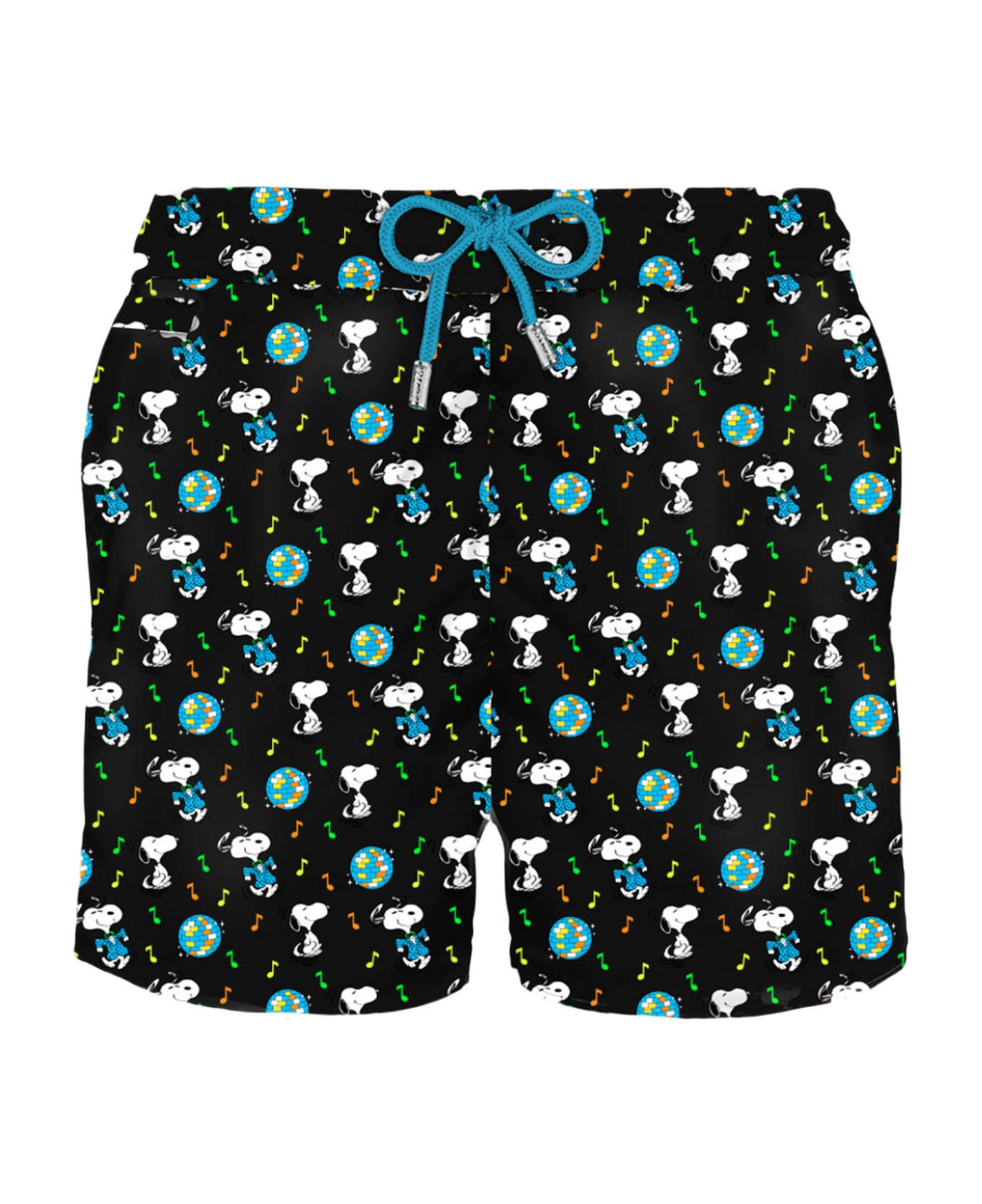 MC2 Saint Barth Man Light Fabric Swim Shorts With Snoopy Print| Peanuts® Special Edition - BLACK