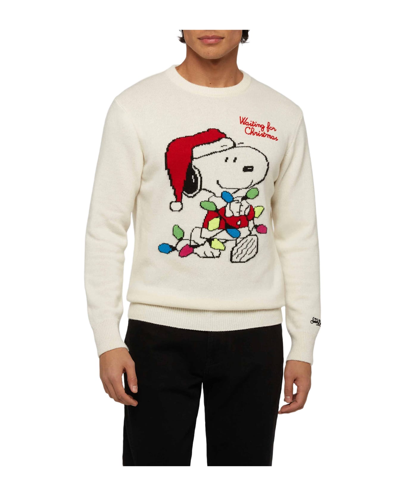 MC2 Saint Barth Sweater Heron With Snoopy Jacquard And Embroidery | Snoopy Peanuts® Special Edition - WHITE