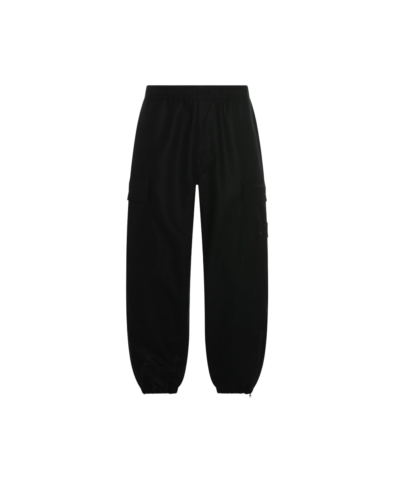 Stone Island Black Wool Pants - Black