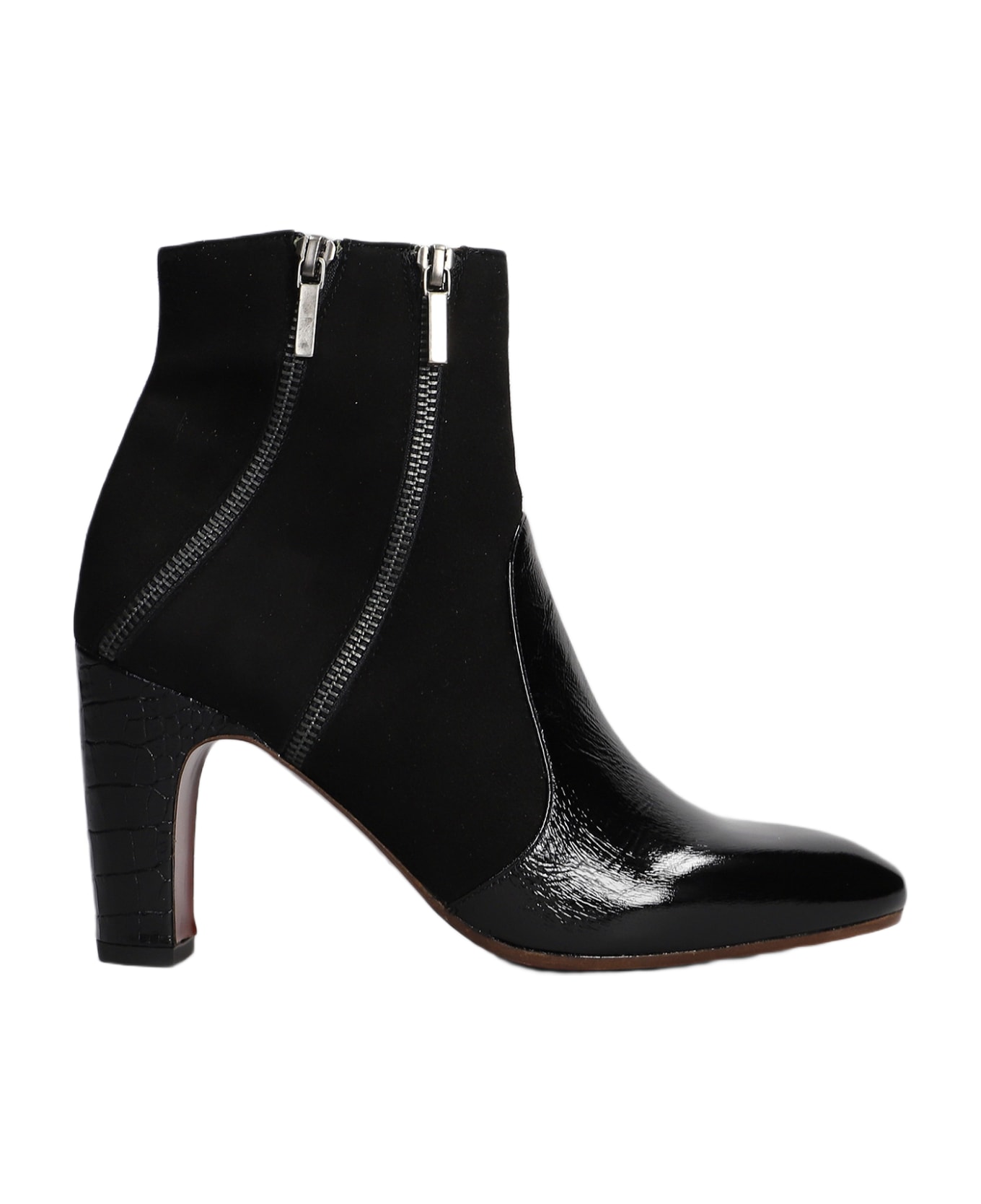 Chie Mihara Ezapi High Heels Ankle Boots In Black Suede And Leather - black