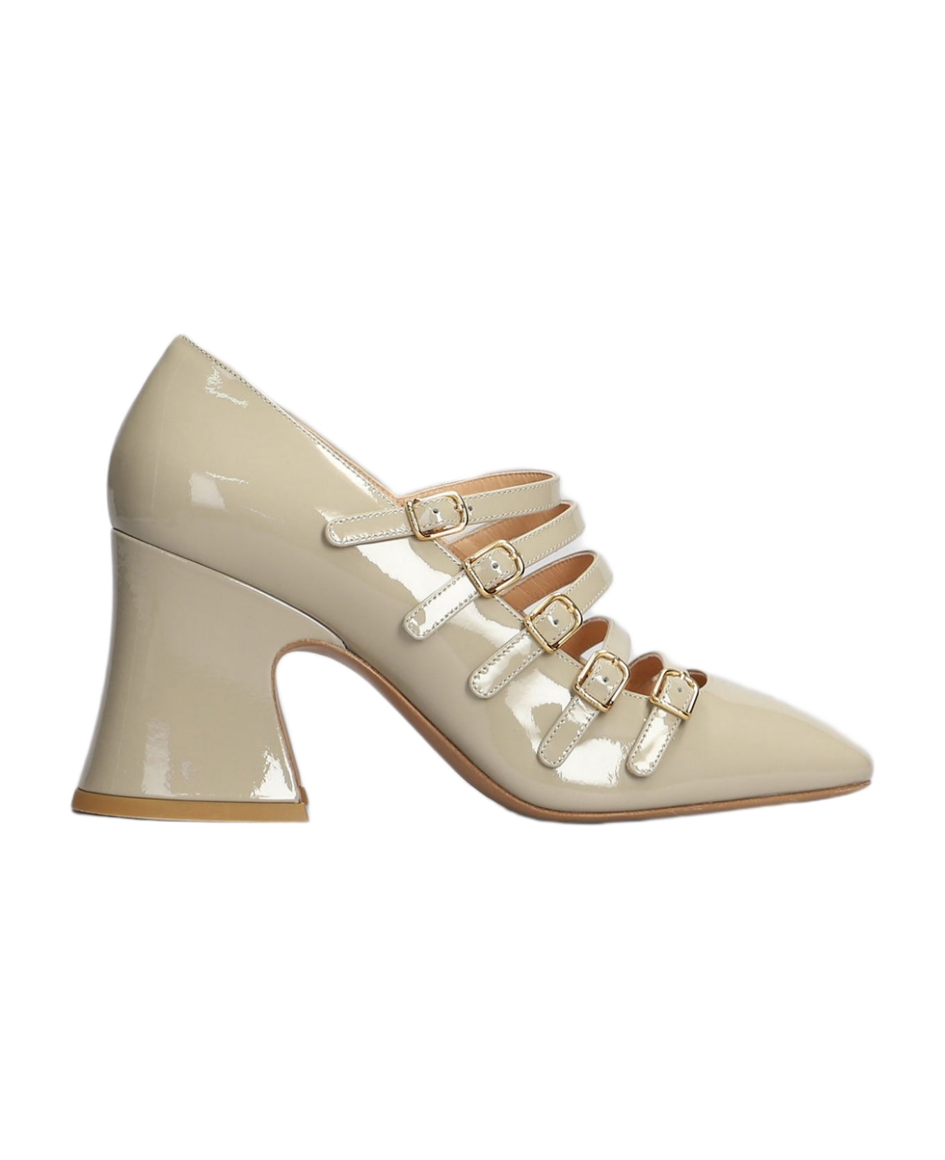 Chloé Janis Pumps In Taupe Patent Leather - taupe