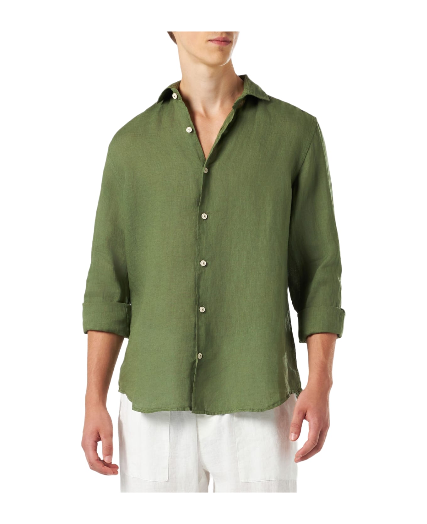 MC2 Saint Barth Man Linen Military Green Shirt - GREEN シャツ