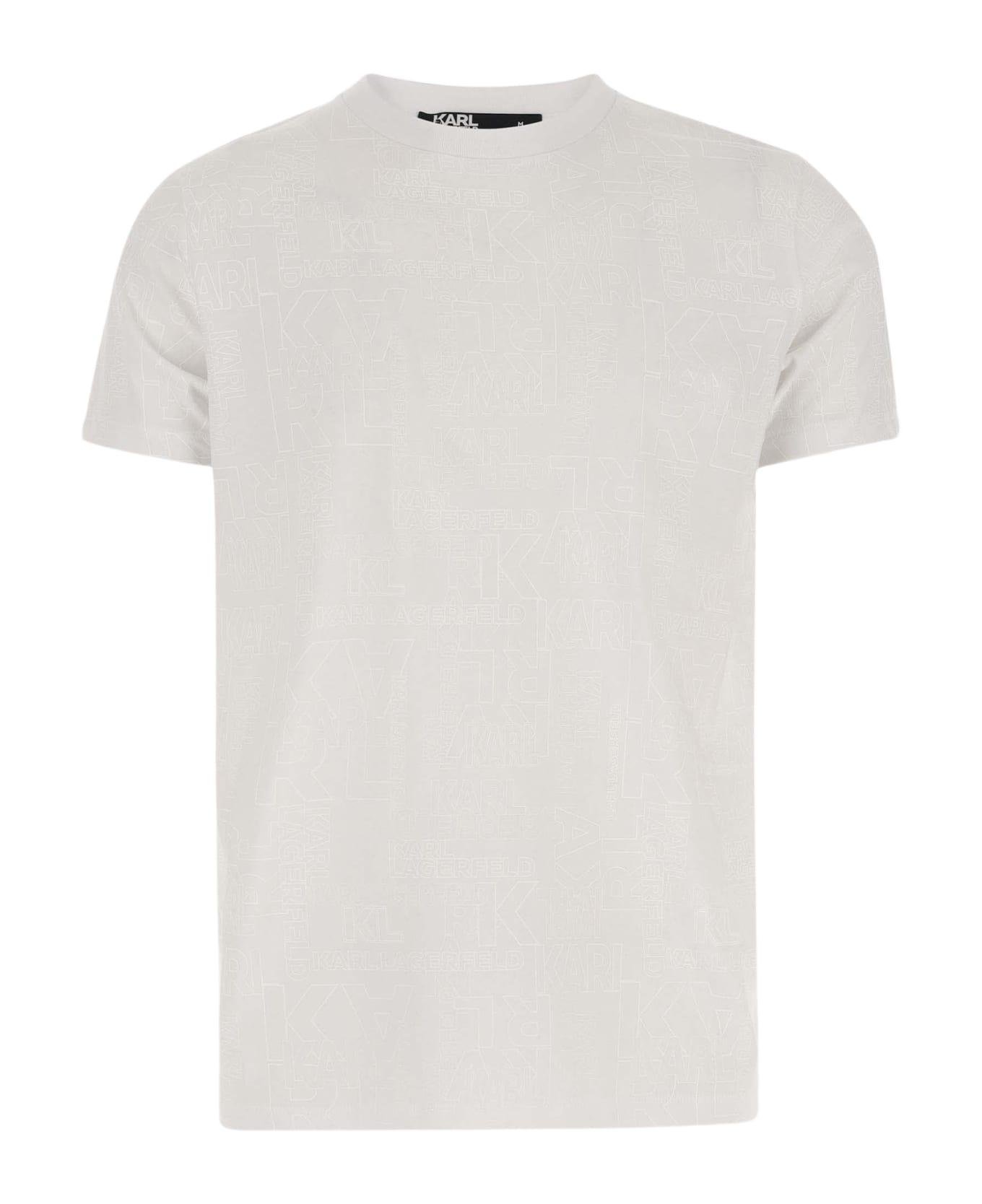 Karl Lagerfeld Cotton T-shirt With All-over Logo - White