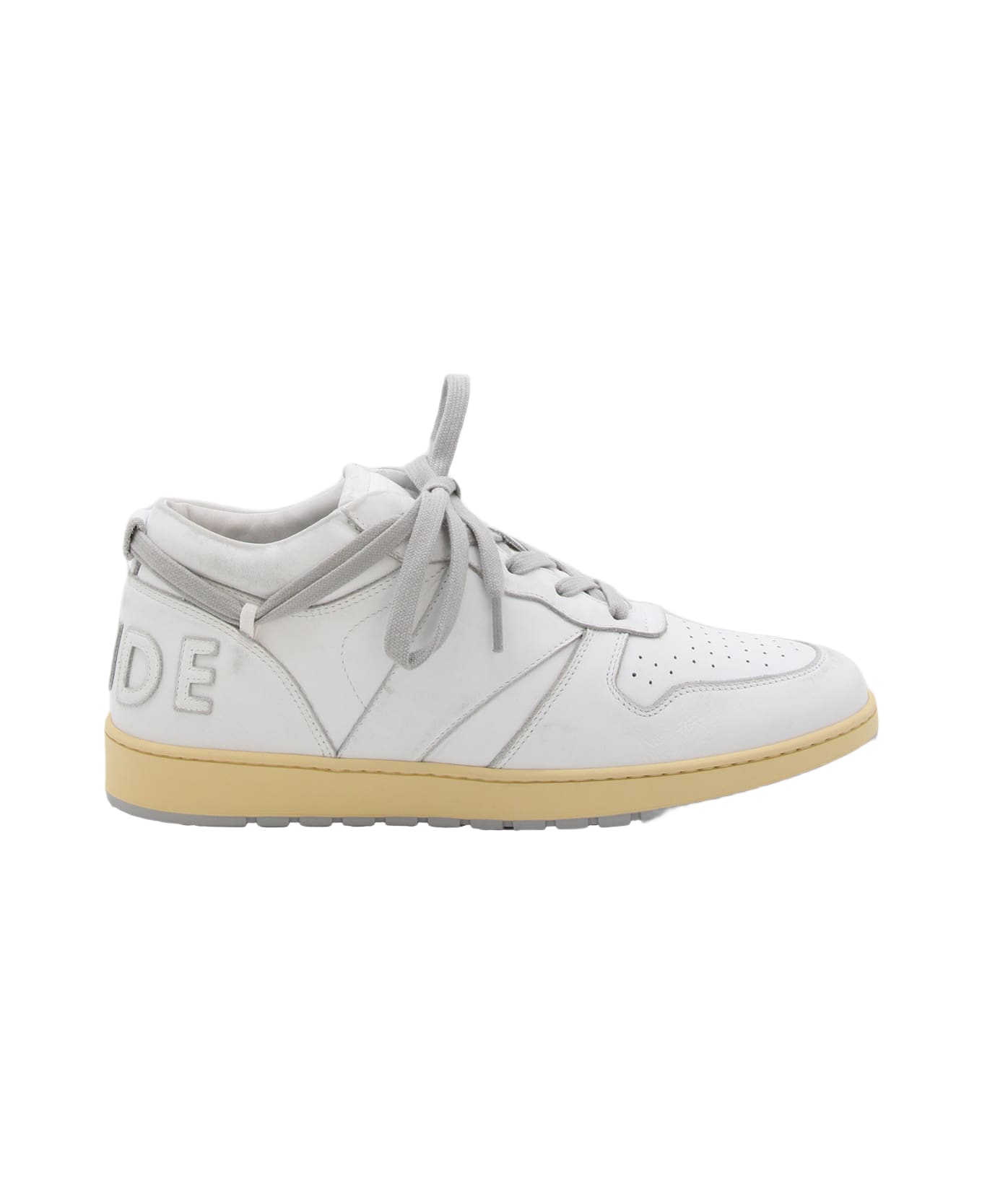 Rhude White Leather Sneakers - WHITE/WHITE