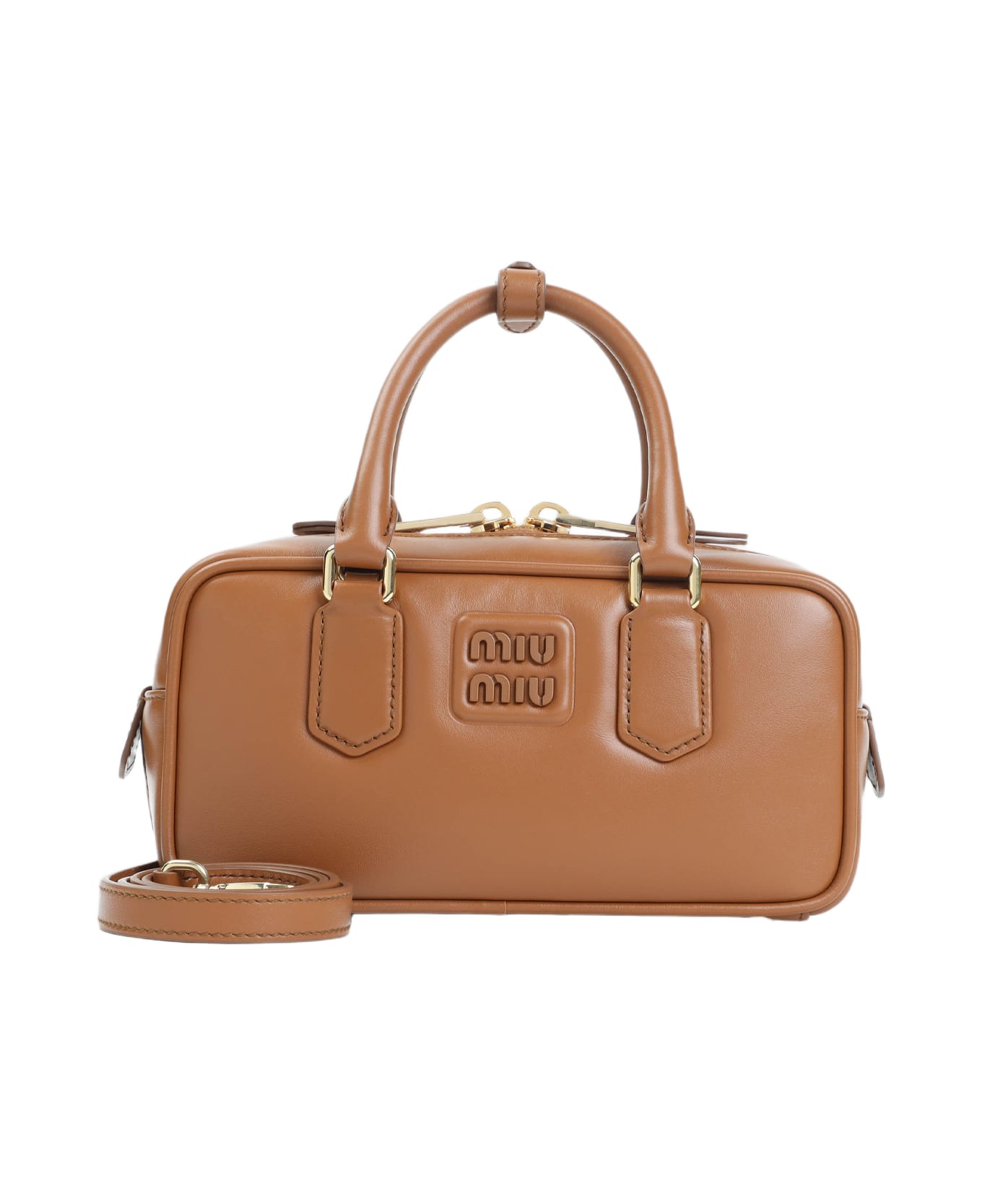 Miu Miu Arcadie Calf Leather Handbag - Cognac