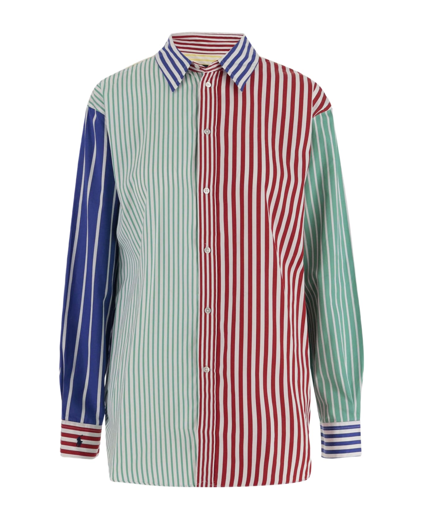 Ralph Lauren Color-block Cotton Striped Shirt - GREEN/RED