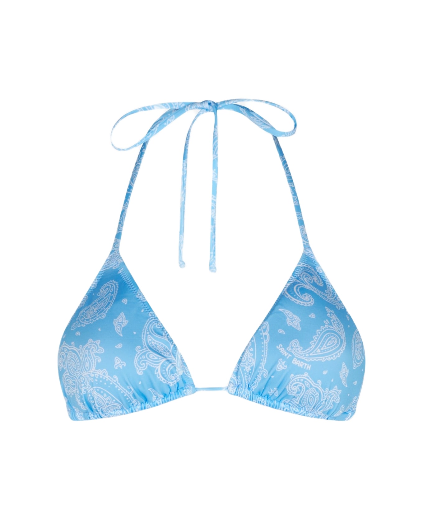 MC2 Saint Barth Woman Triangle Top Swimsuit With Paisley Print - BLUE