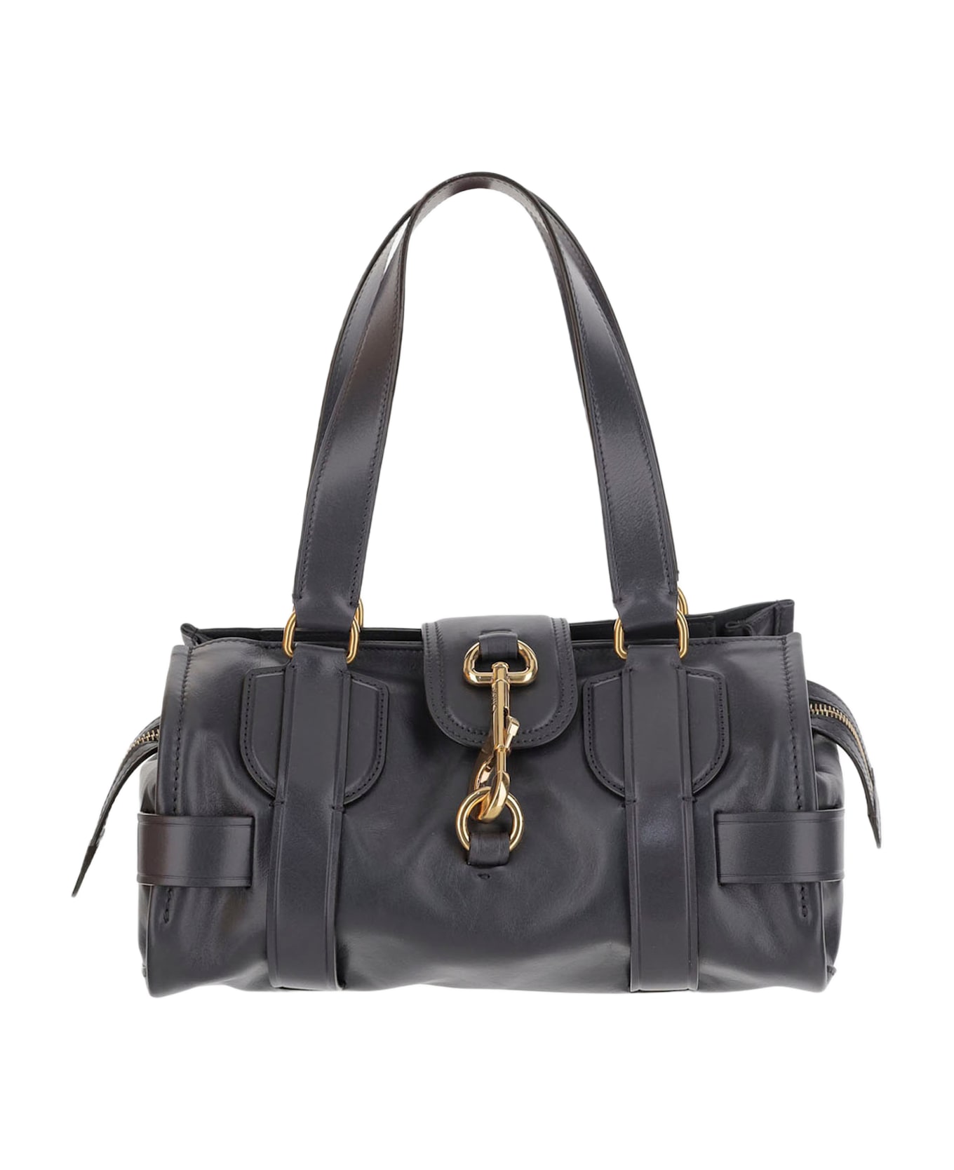 Chloé Navy Blue Leather Kerala 25 Shopping Bag - BLACKNAVY