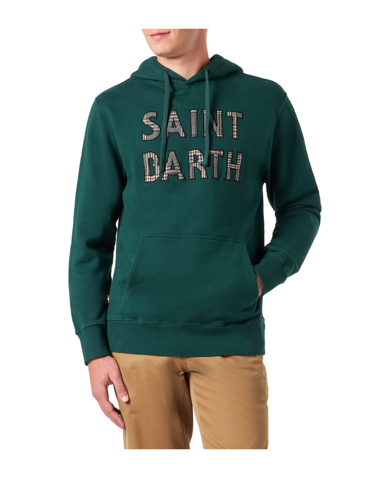MC2 Saint Barth Man Green Hoodie With Saint Barth Patch - GREEN