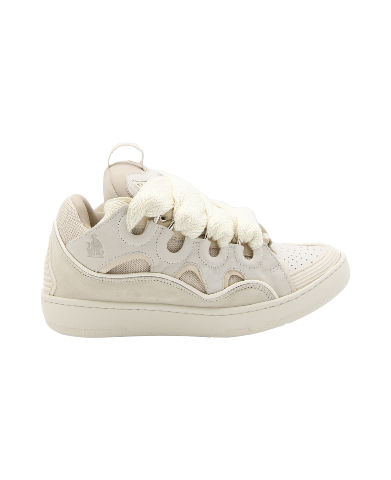 Lanvin White Leather Curb Sneakers - Beige スニーカー
