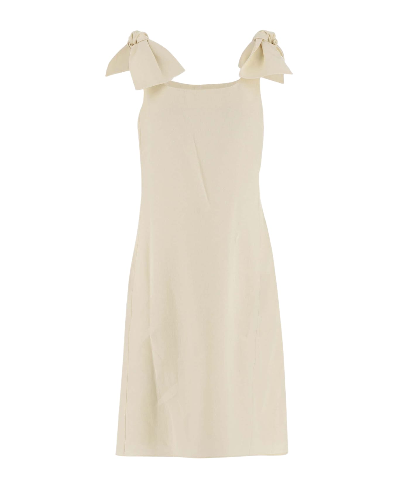 Chloé Linen Dress With Bows - Ivory