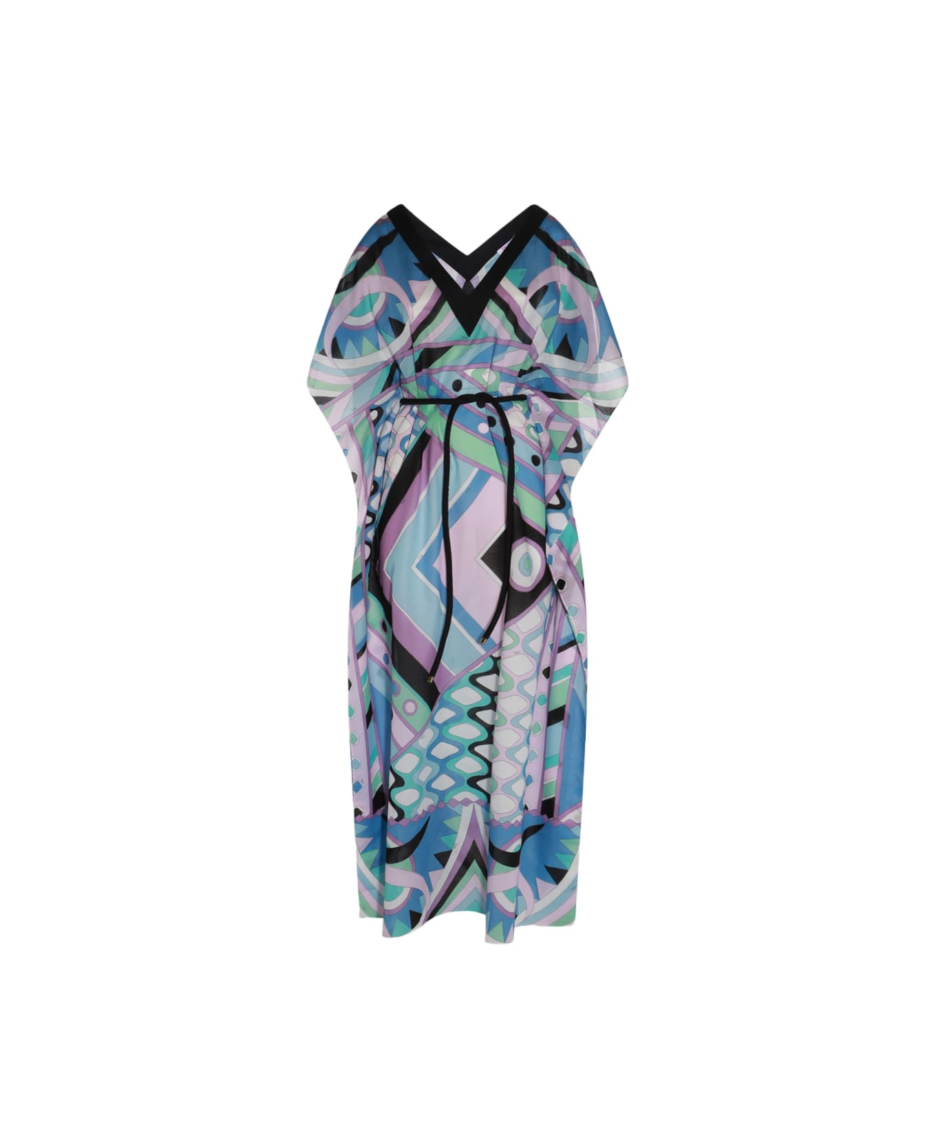 Pucci Multicolor Cotton Midi Dress - CELESTE/BIANCO