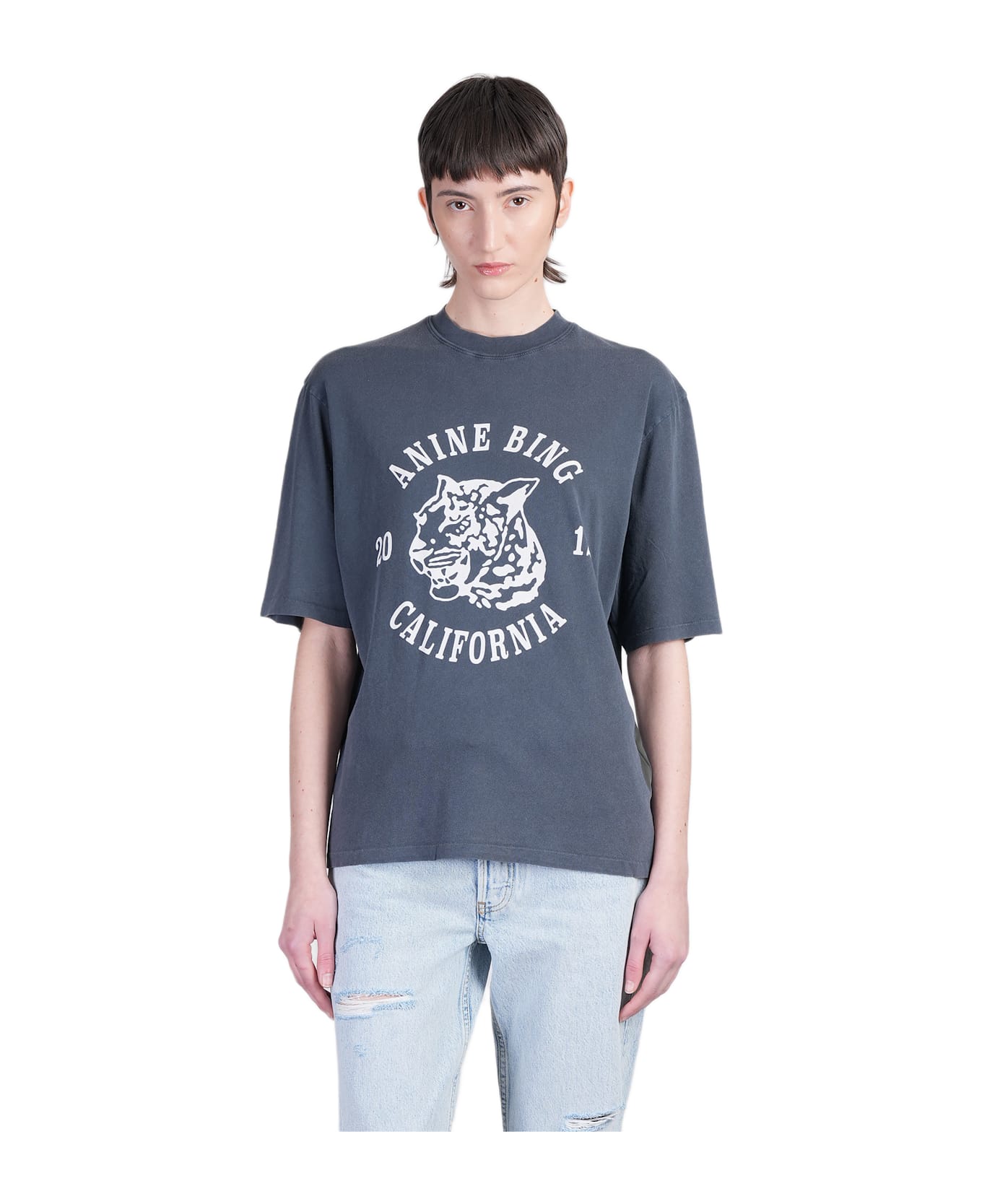 Anine Bing Avi T-shirt In Black Cotton - black
