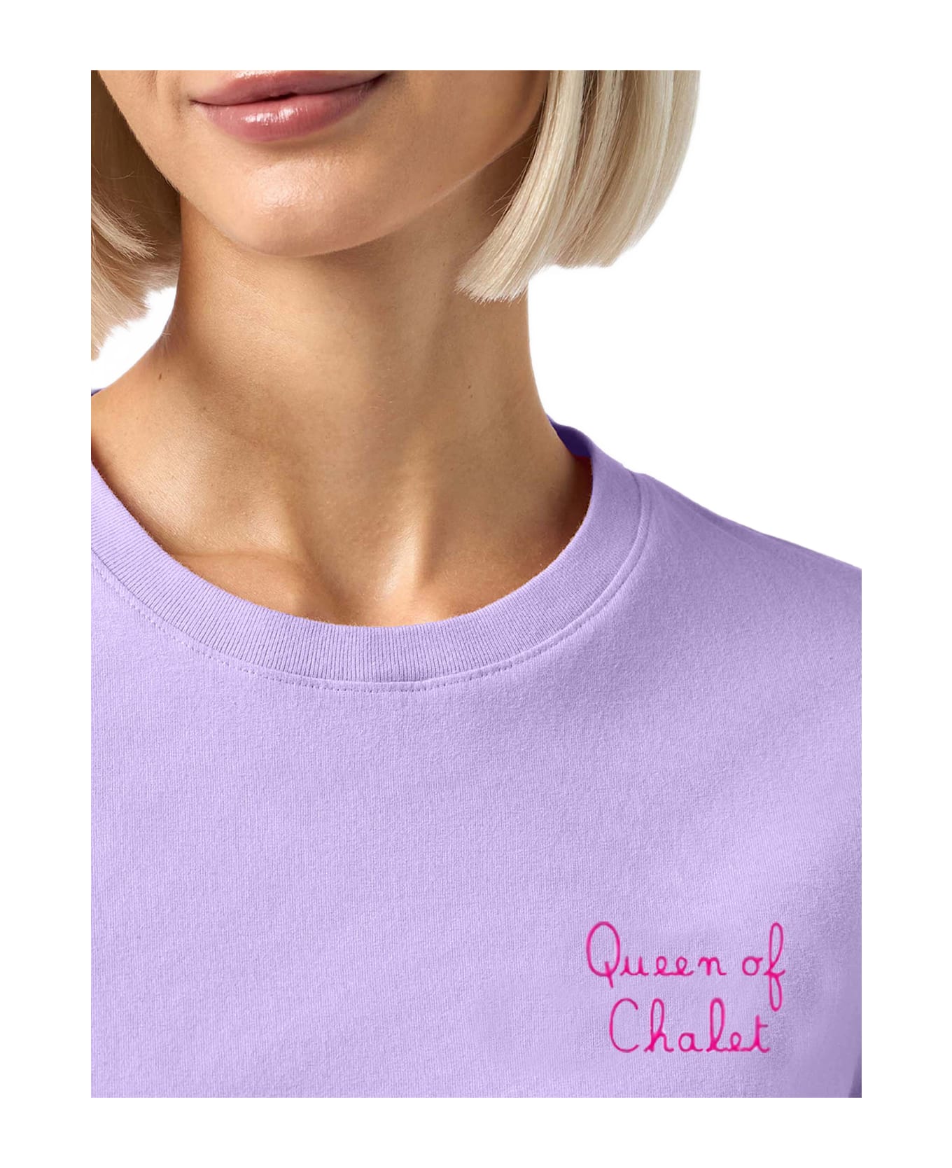 MC2 Saint Barth Winter Cotton T-shirt Emilie With Queen Of Chalet Embroidery - PINK