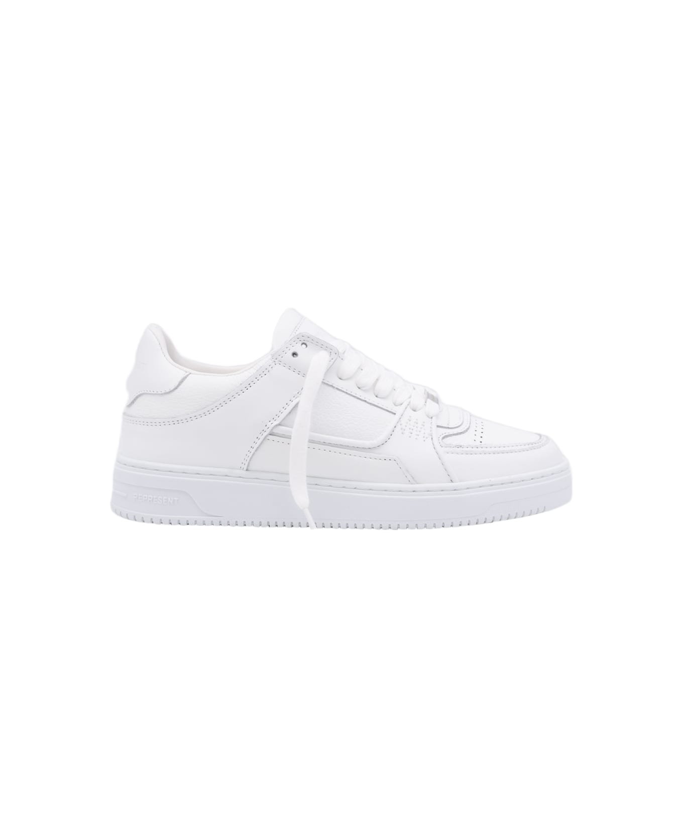 REPRESENT White Leather Apex Tonal Sneakers - FLAT WHITE スニーカー