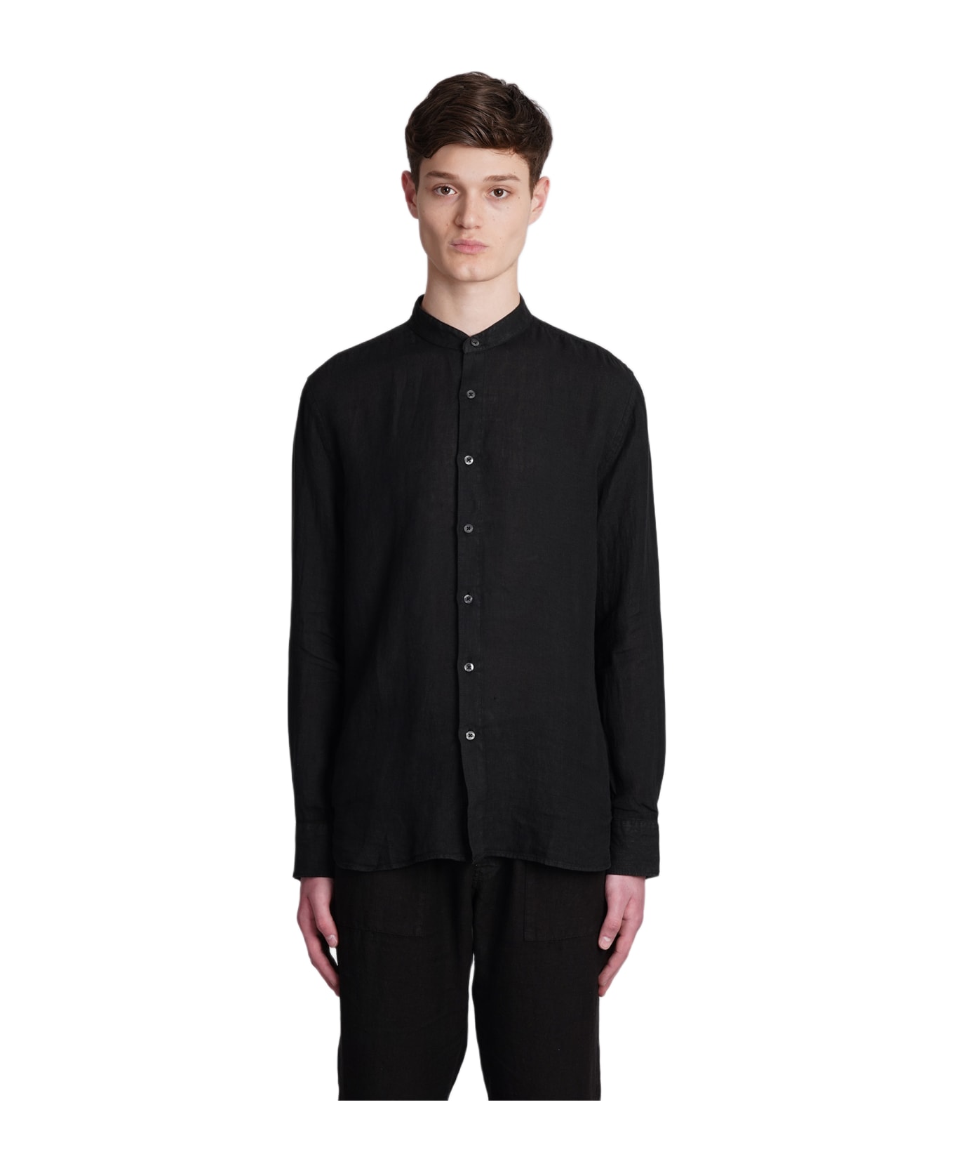 120% Lino Shirt In Black Linen - black