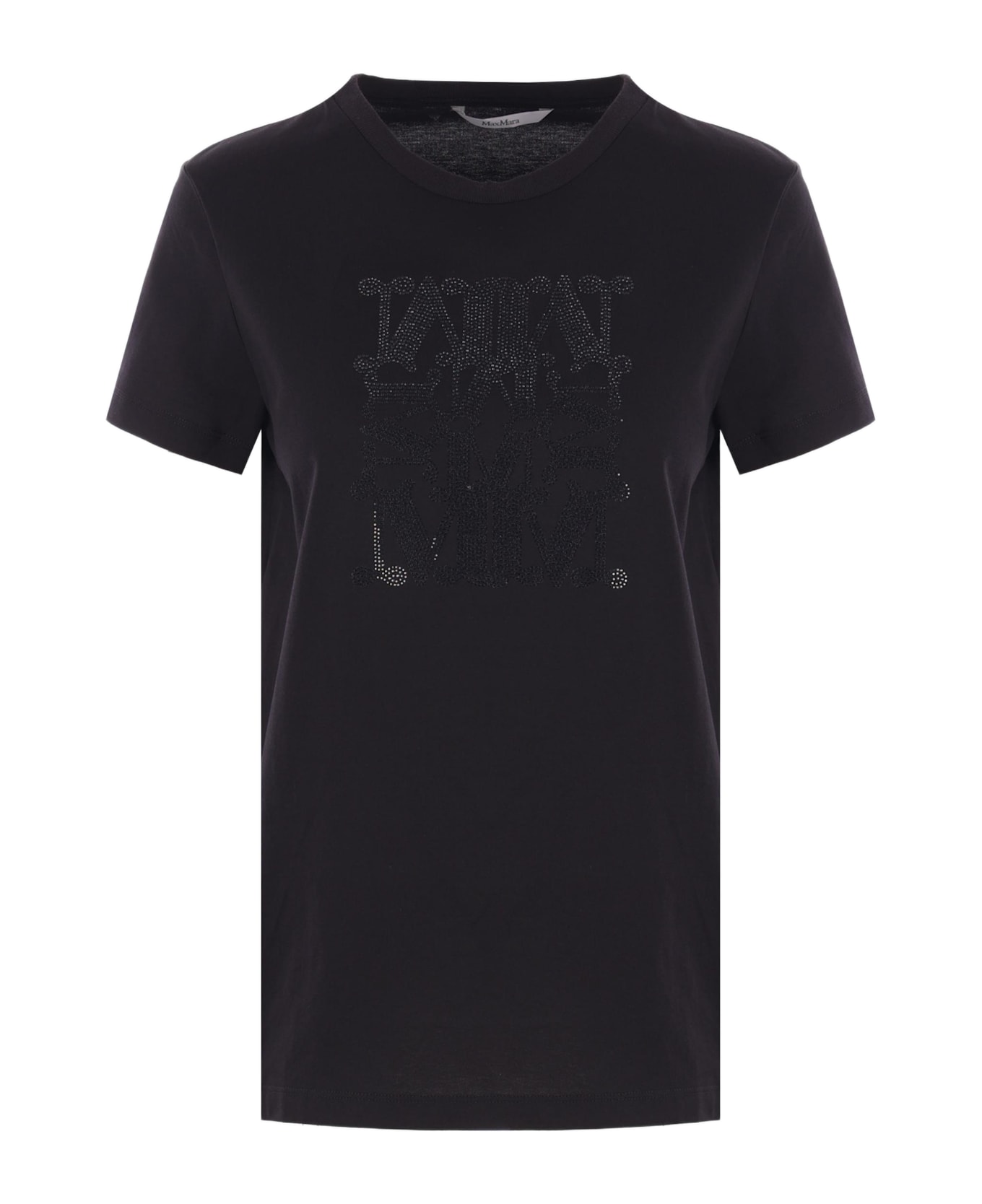 Max Mara Cotton T-shirt With M Monogram Print - BLACK