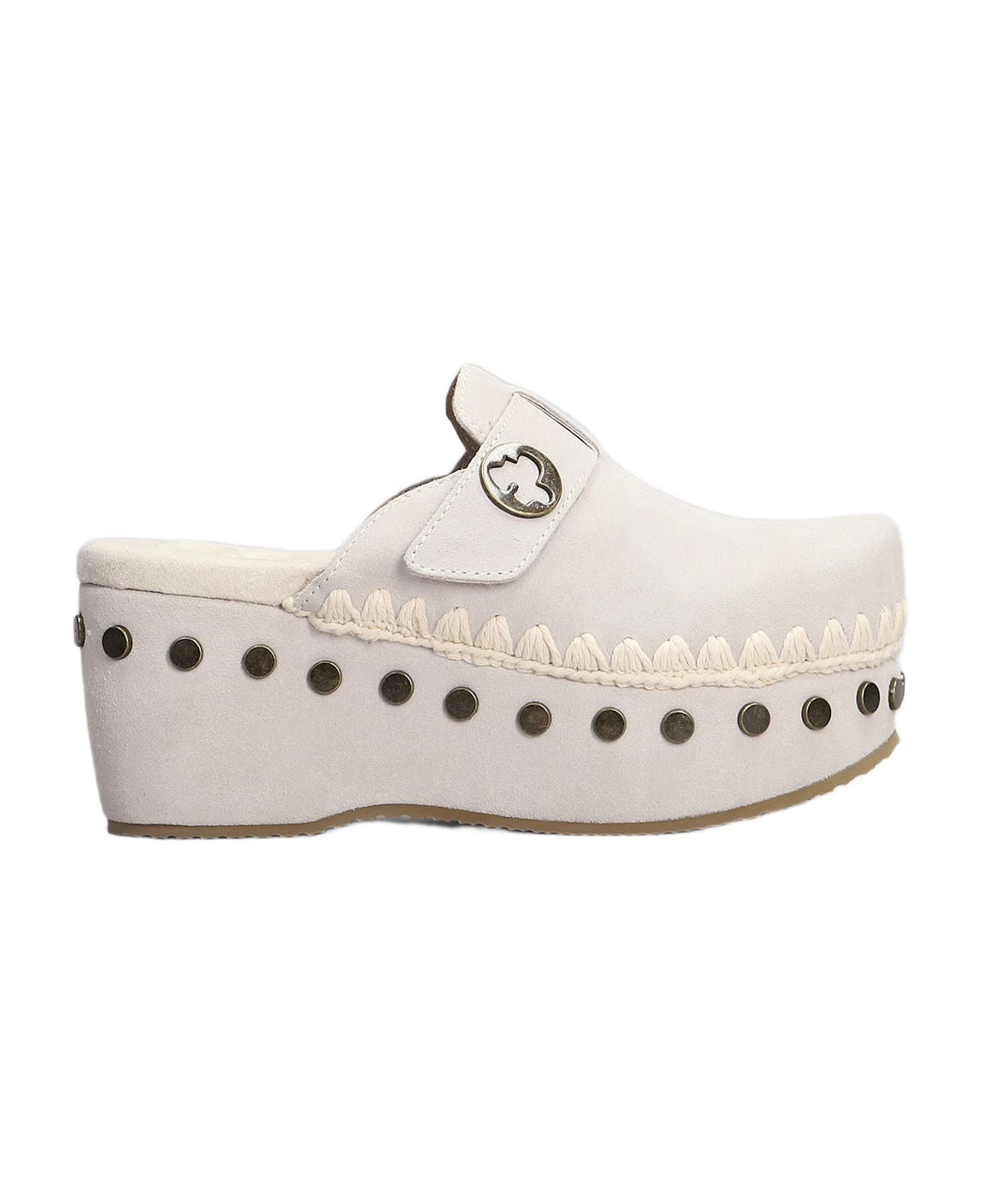 Mou Clog Plain Slipper-mule In Grey Suede - grey