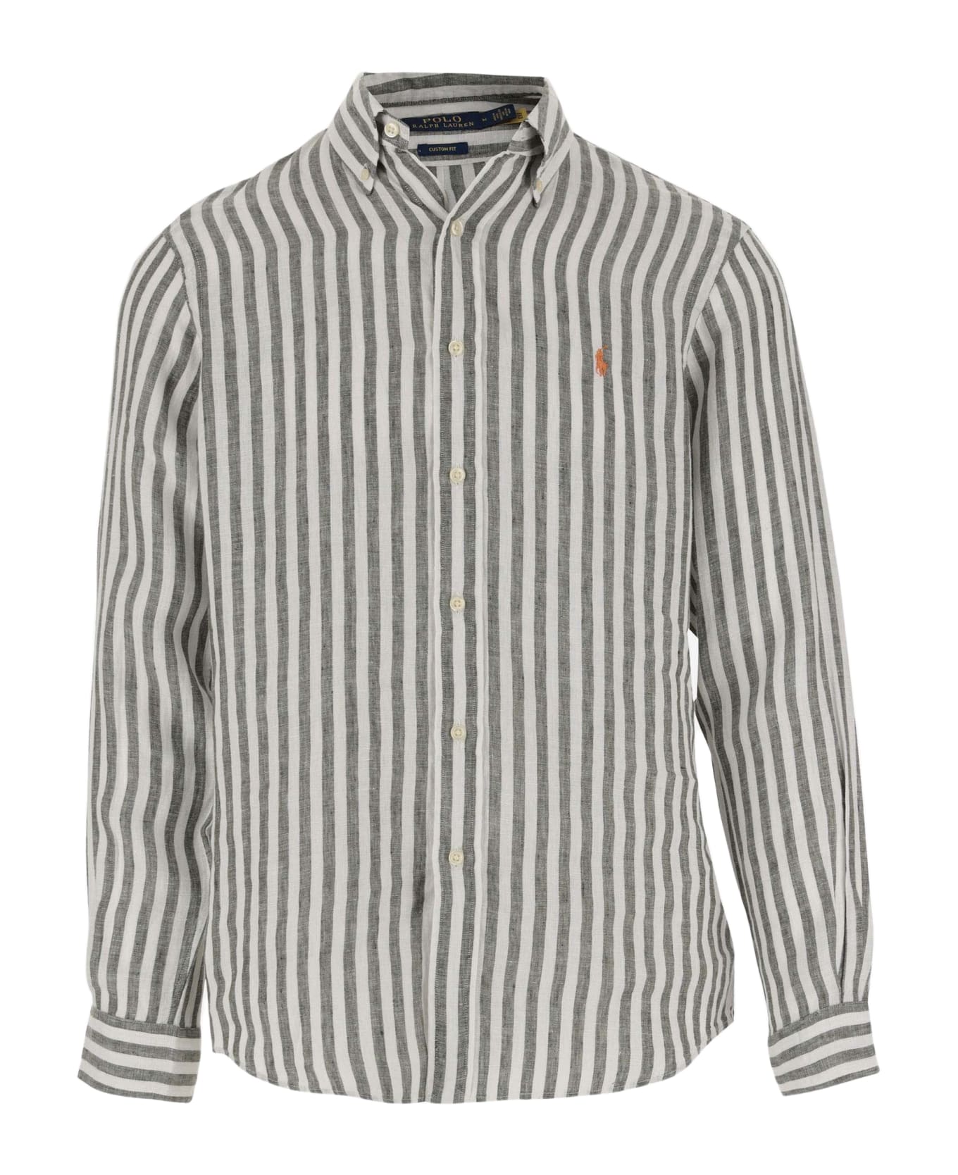 Ralph Lauren Linen Shirt With Striped Pattern And Logo - Red