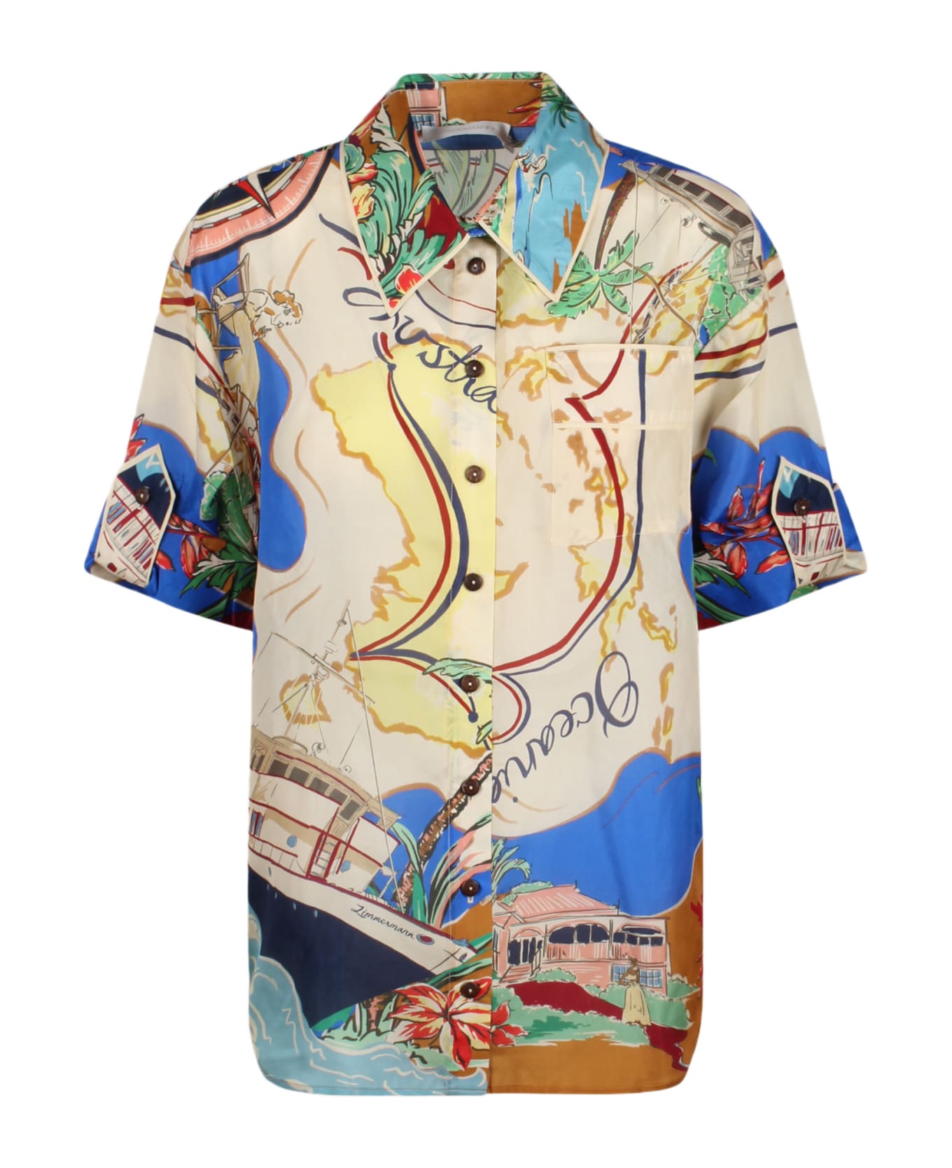 Zimmermann Alight Short Sleeve Shirt - Multicolour