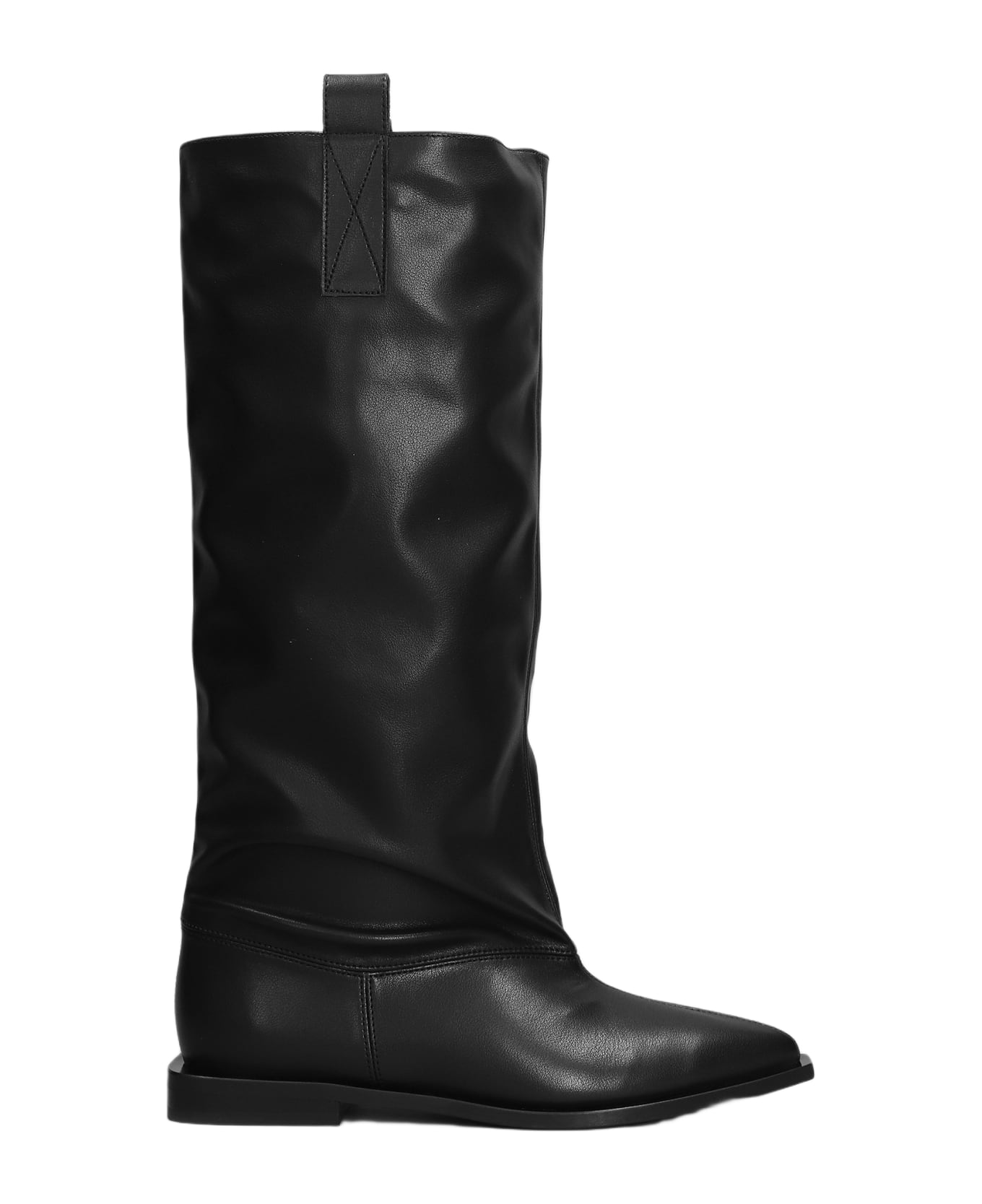 Ganni Low Heels Boots In Black Leather - black