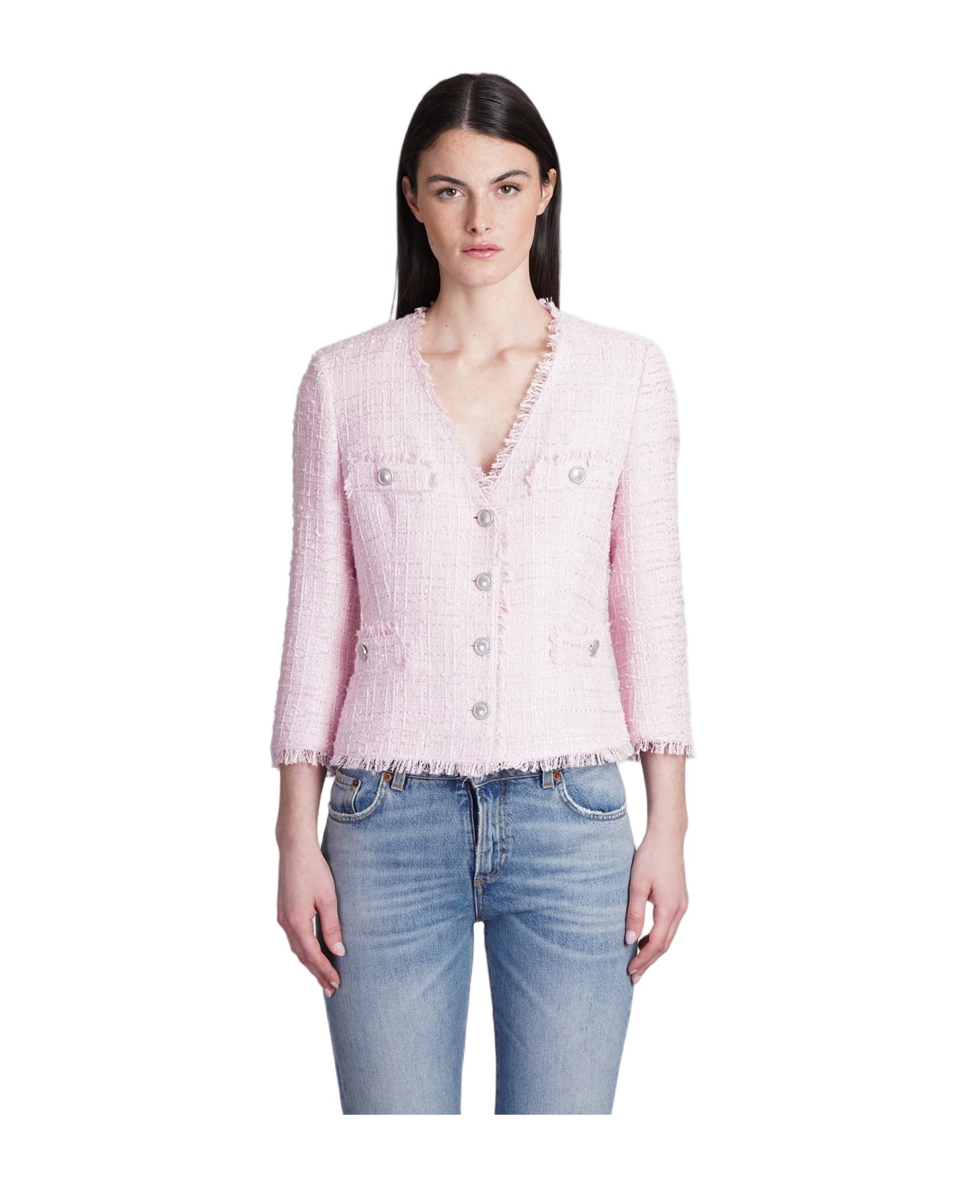 Tagliatore 0205 Dharma Casual Jacket In Rose-pink Cotton - rose-pink