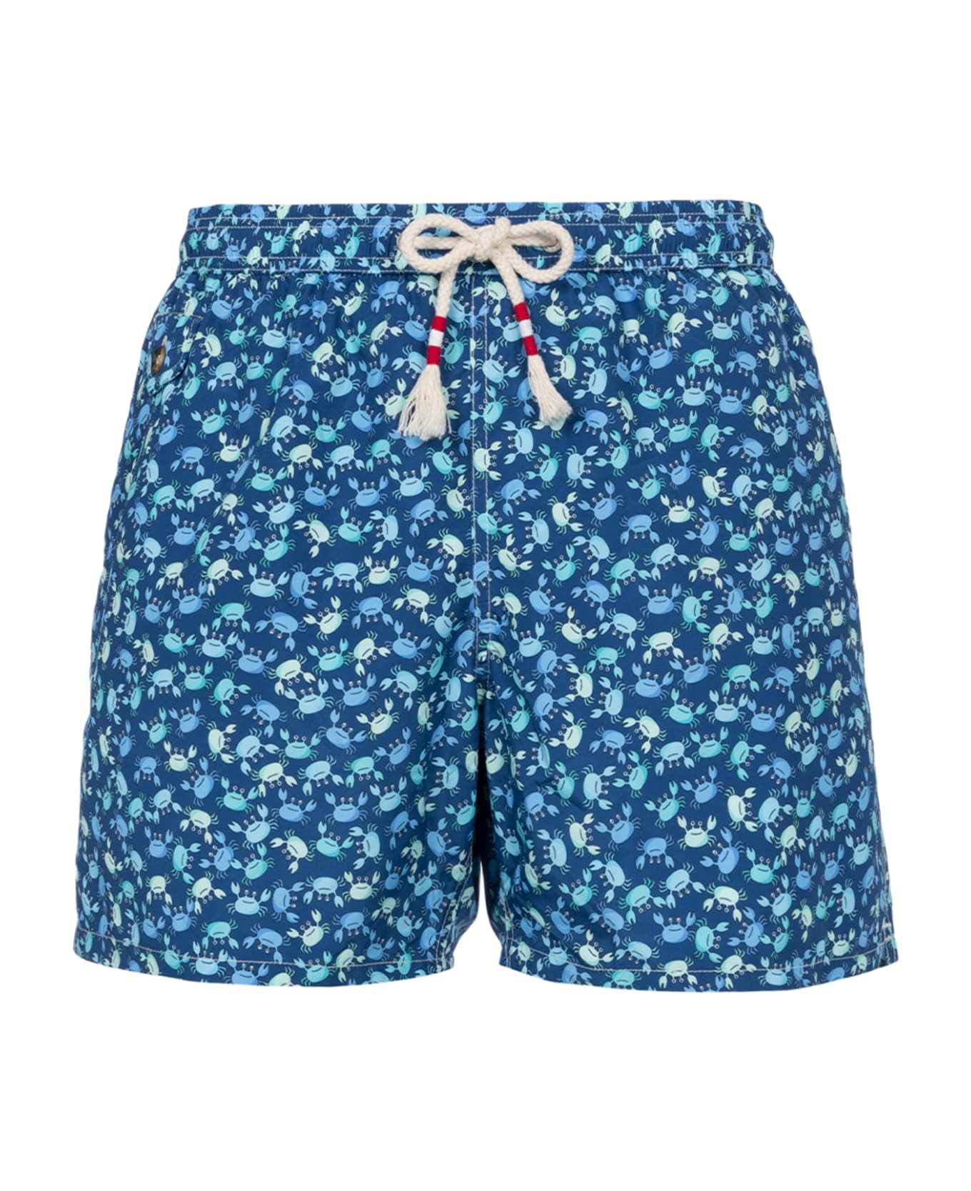 MC2 Saint Barth Man Lightweight Fabric Swim-shorts Lighting 70 With Crabs Print - BLUE