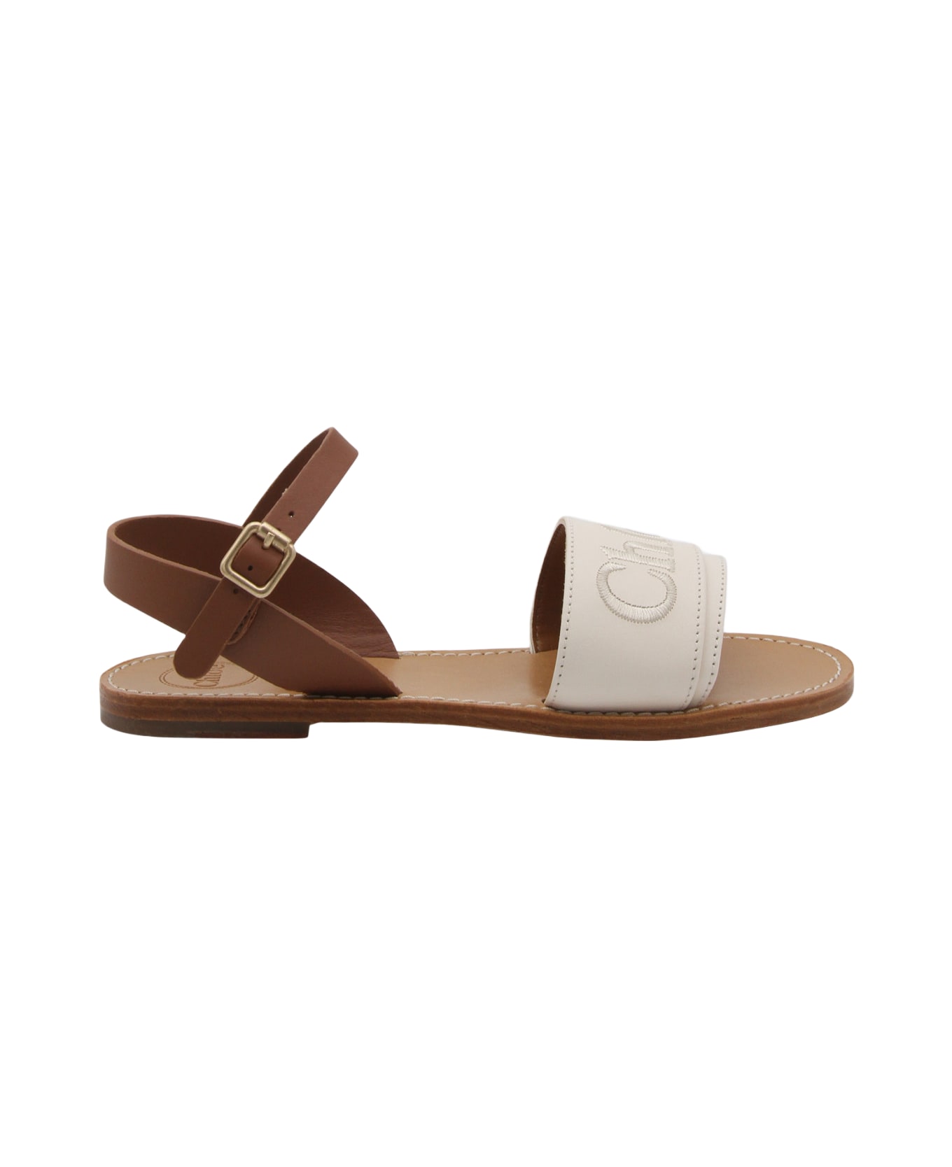 Chloé Avorio Leather Sandals - Ivory