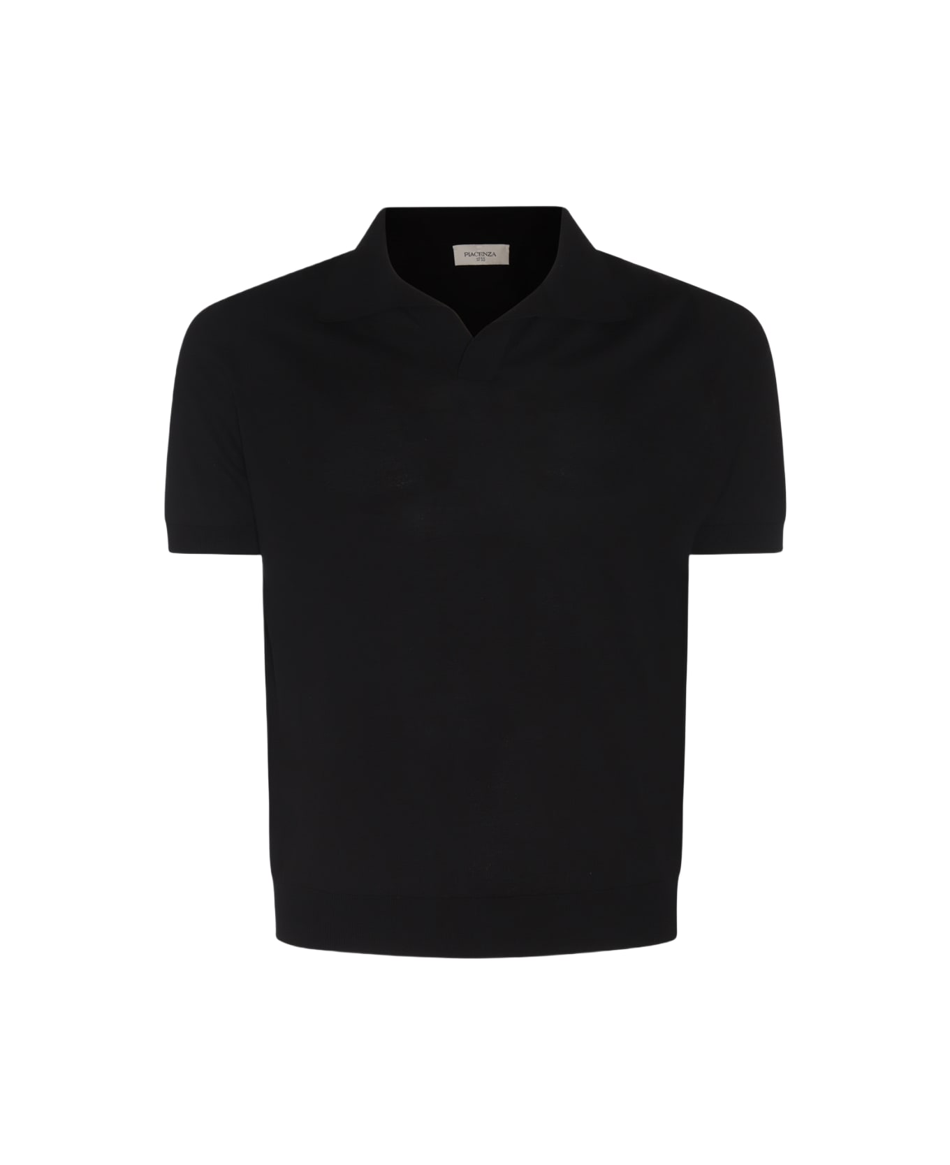 Piacenza Cashmere Black Cotton Polo Shirt - Black