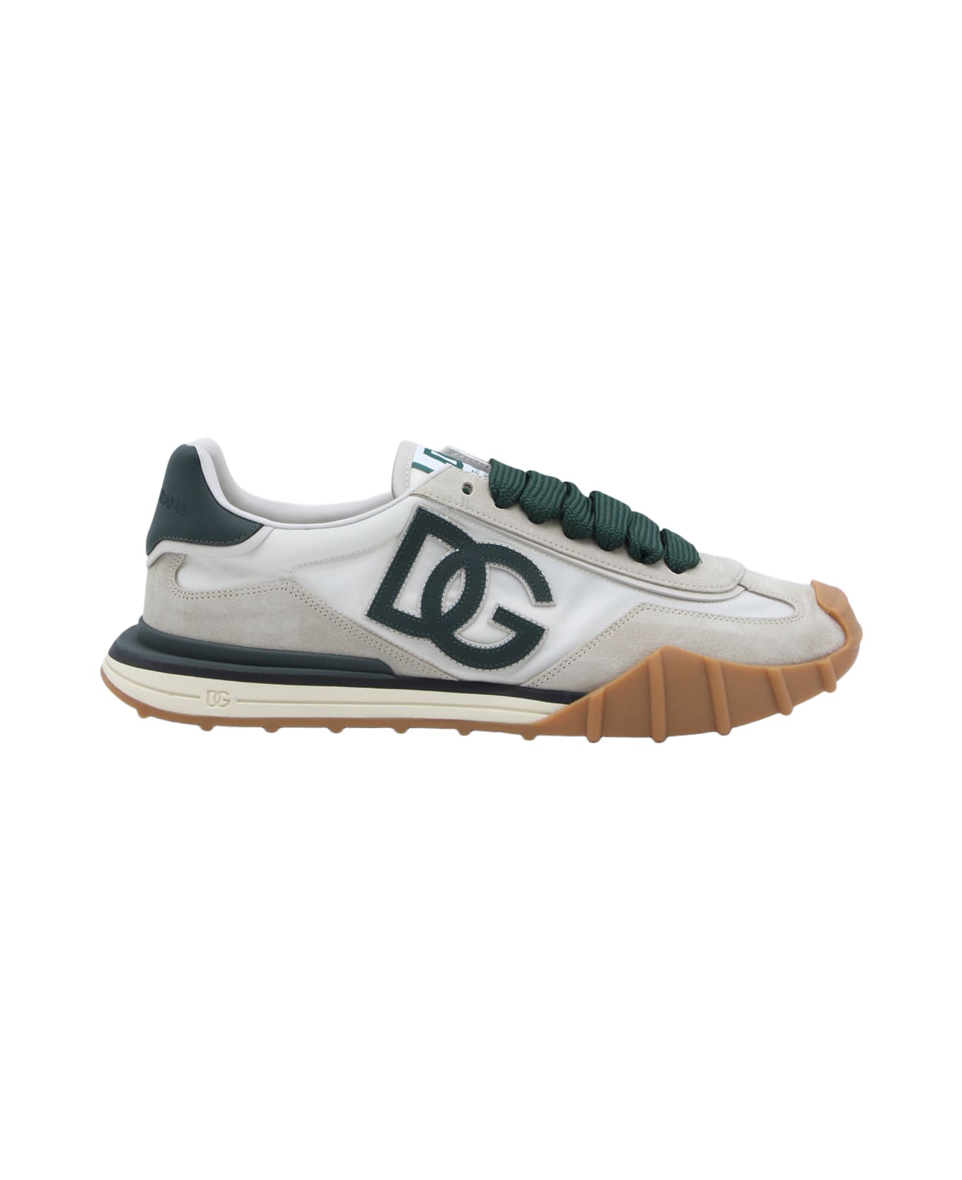 Dolce & Gabbana Ivory And Green Leather Sneakers - AVORIO/BOTTIGLIA