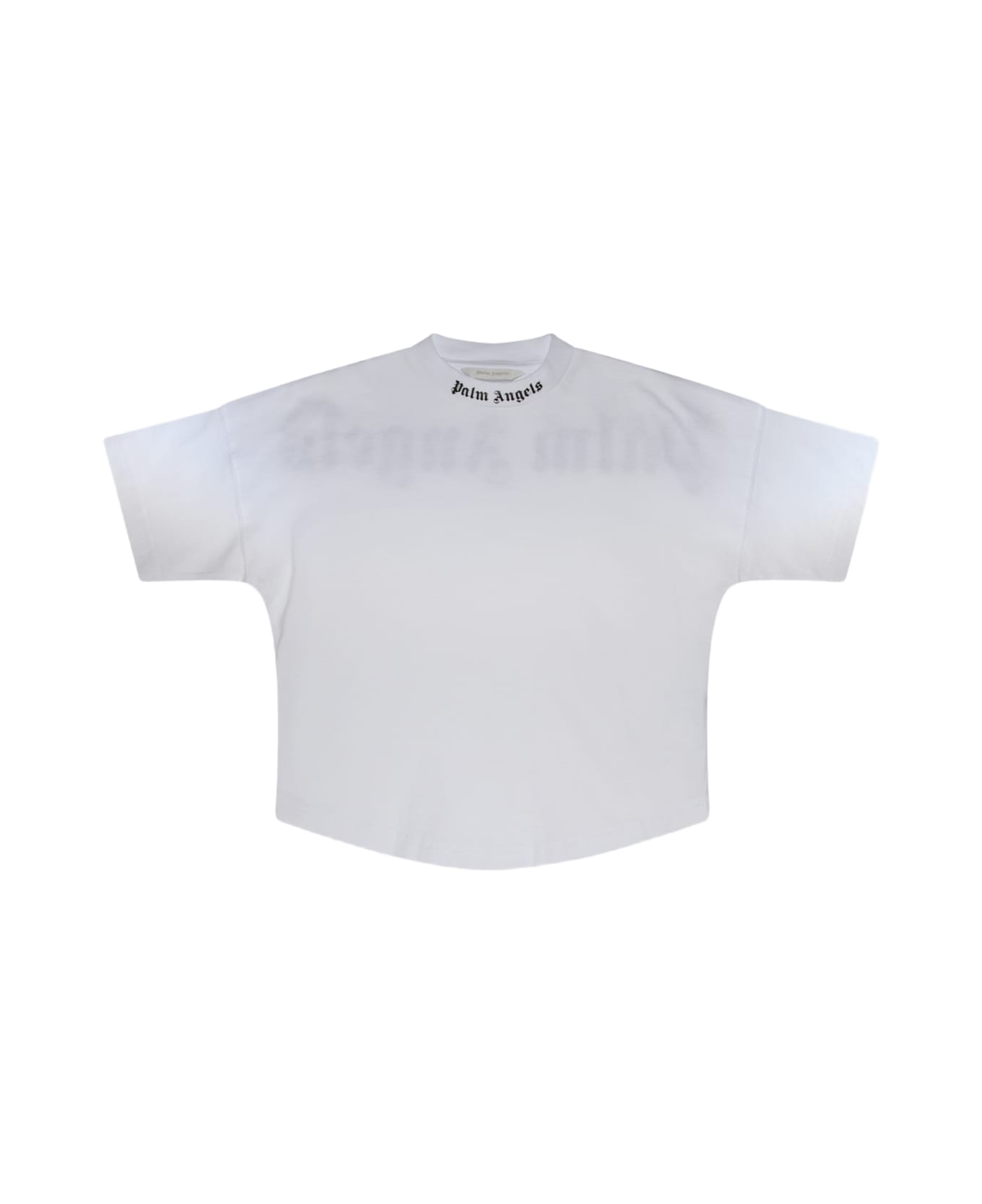 Palm Angels Whtie And Black Cotton Logo Cropped T-shirt - White