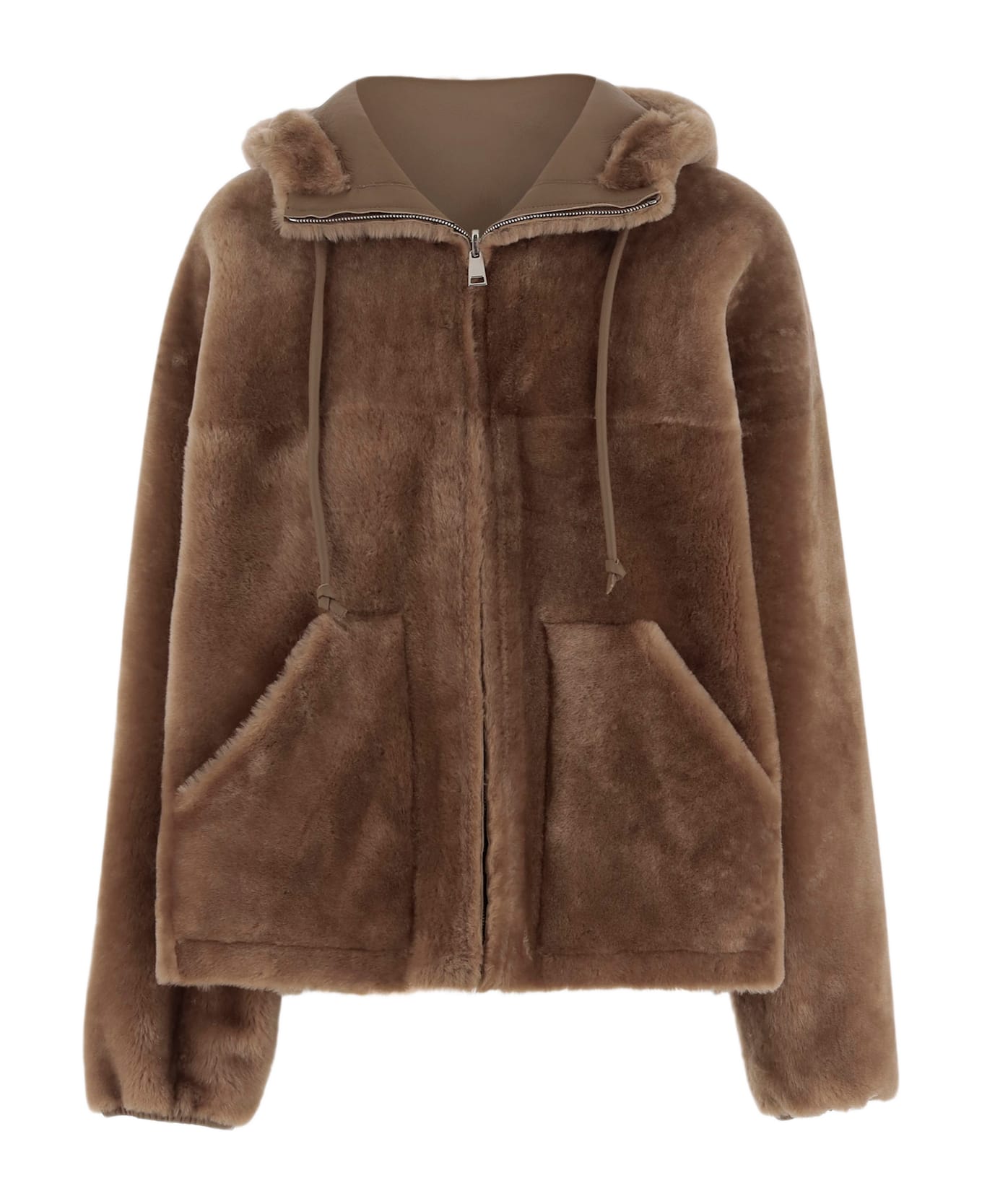 Blancha Shearling Reversible Jacket - Brown