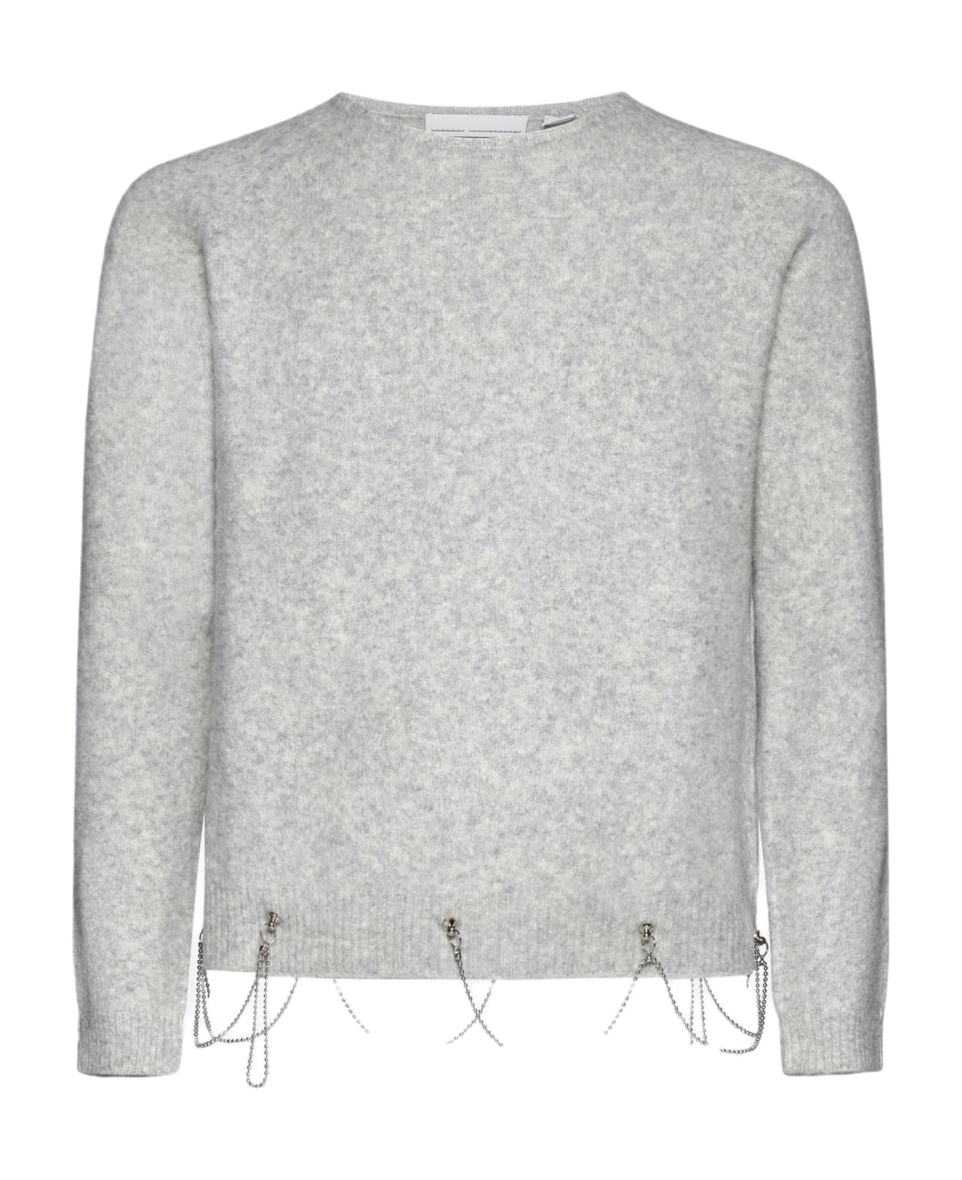 Random Identities Chain-detail Wool-blend Sweater - Light Grey