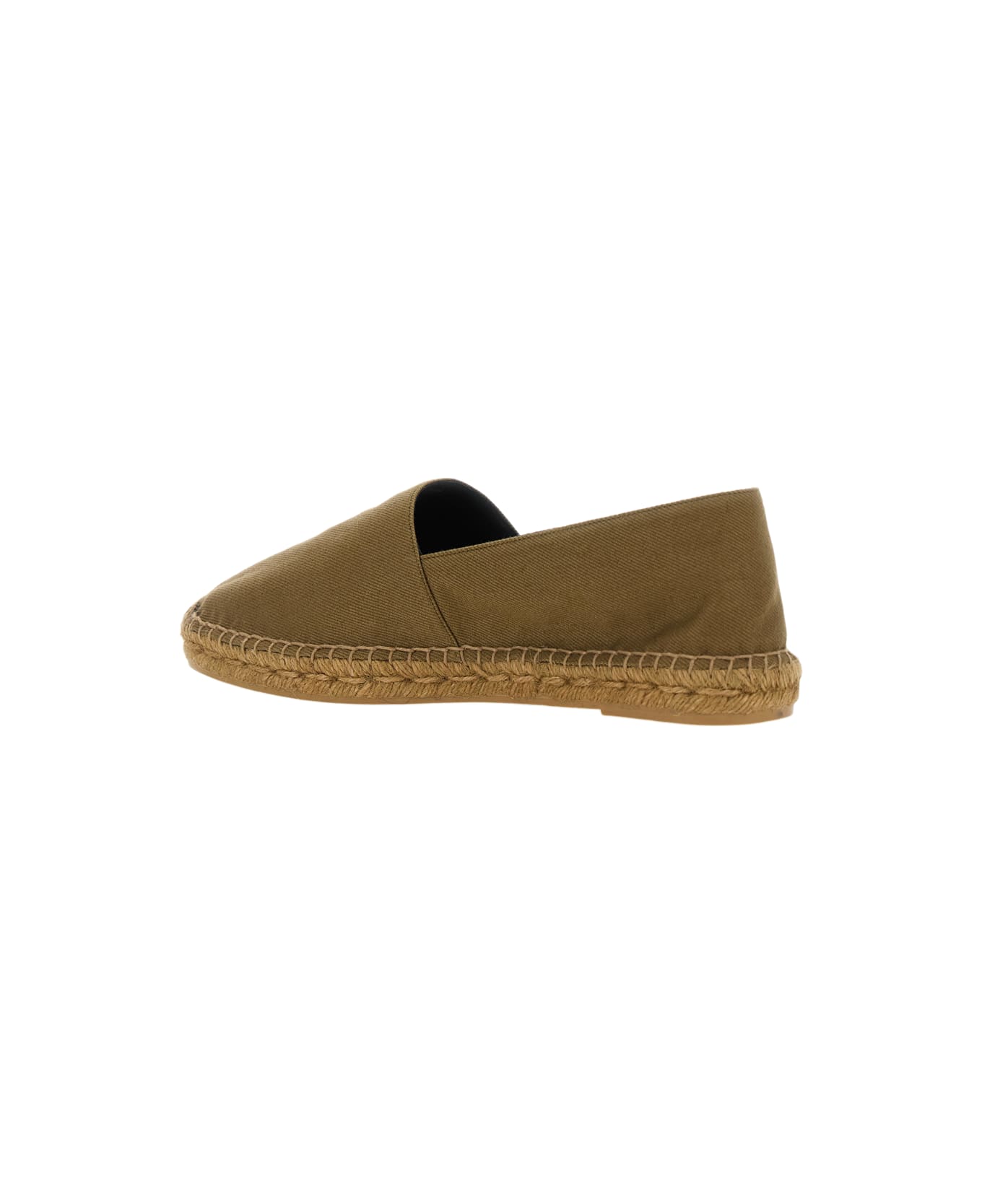 Saint Laurent Brown Espadrilles With Tonal Cassandre Embroidery On The Side And Almond Toe In Cotton Man - Brown