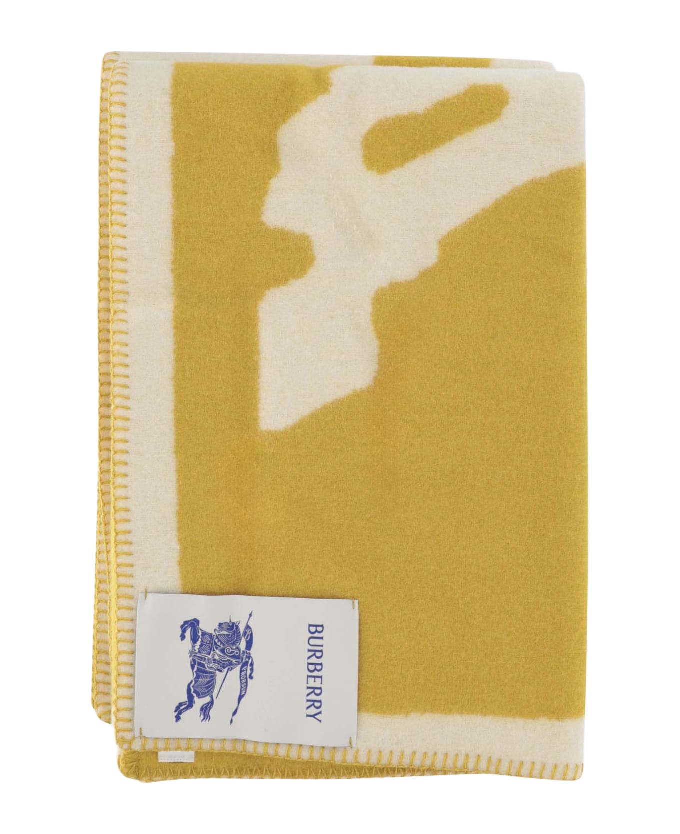 Burberry Logo Wool Scarf - Yellow