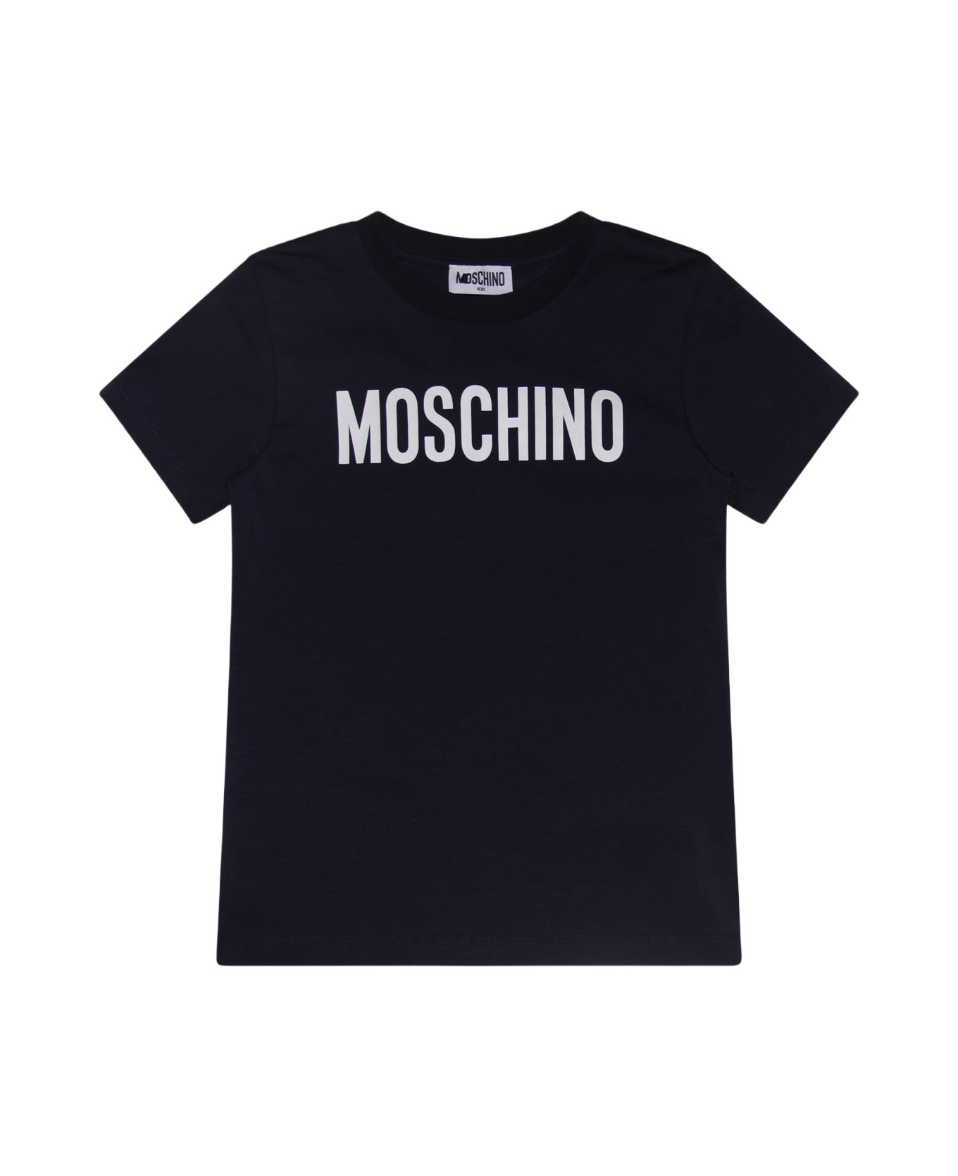 Moschino Navy Blue And White Cotton T-shirt - Blu